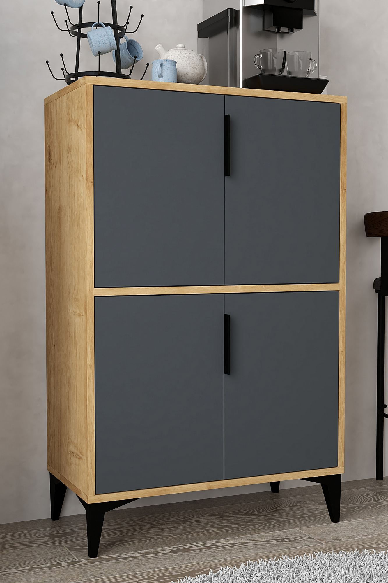 Dulap Ada 1403, 72 x 114 x 36,5 cm, stejar safir antracit, PAL melaminat — imaginea 4