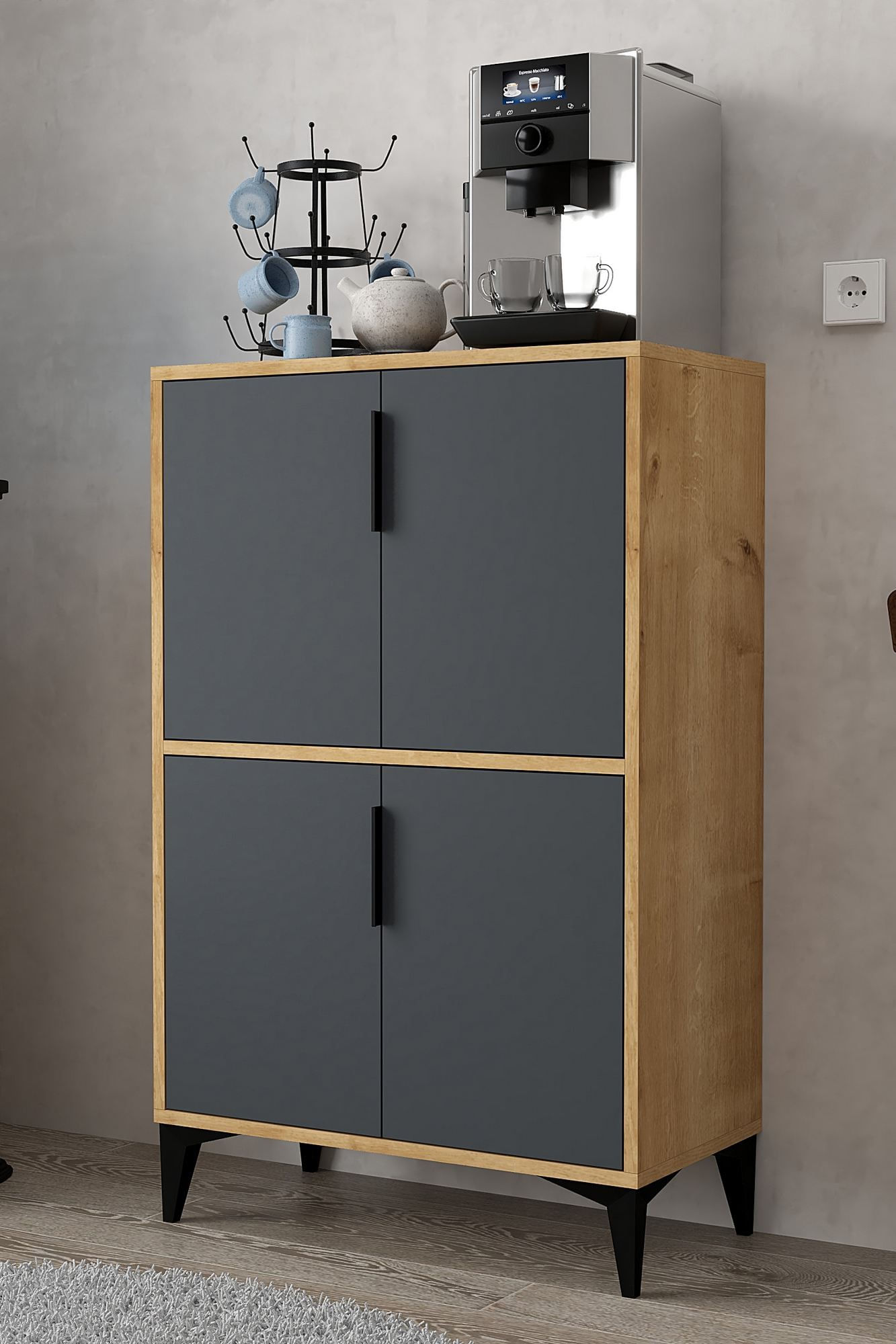 Dulap Ada 1403, 72 x 114 x 36,5 cm, stejar safir antracit, PAL melaminat — imaginea 5