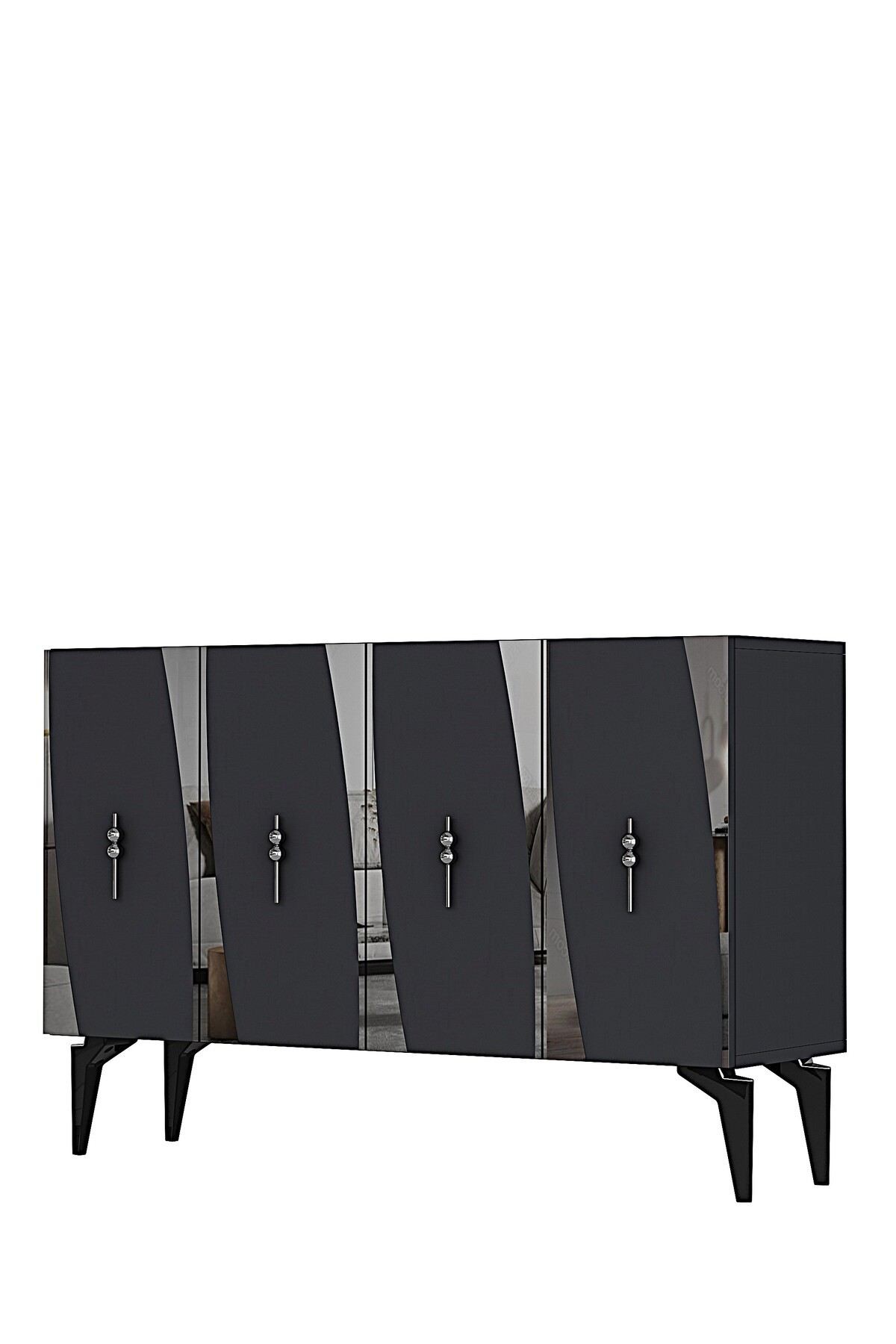 Consola Elips 120, 120 x 75 x 32 cm, antracit argintiu, PAL melaminat, oglinda inclusa, antracit / silver — imaginea 6