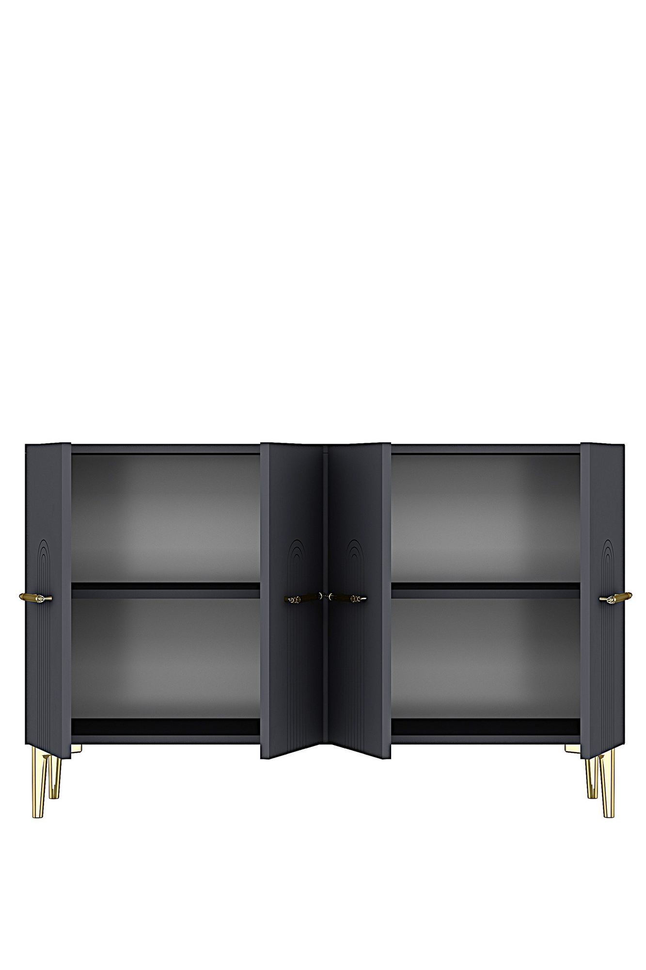 Consola Ida 120, 120 x 79 x 32 cm, antracit auriu, PAL melaminat, spatiu de depozitare, fixare pe perete, antracit / gold — imaginea 6