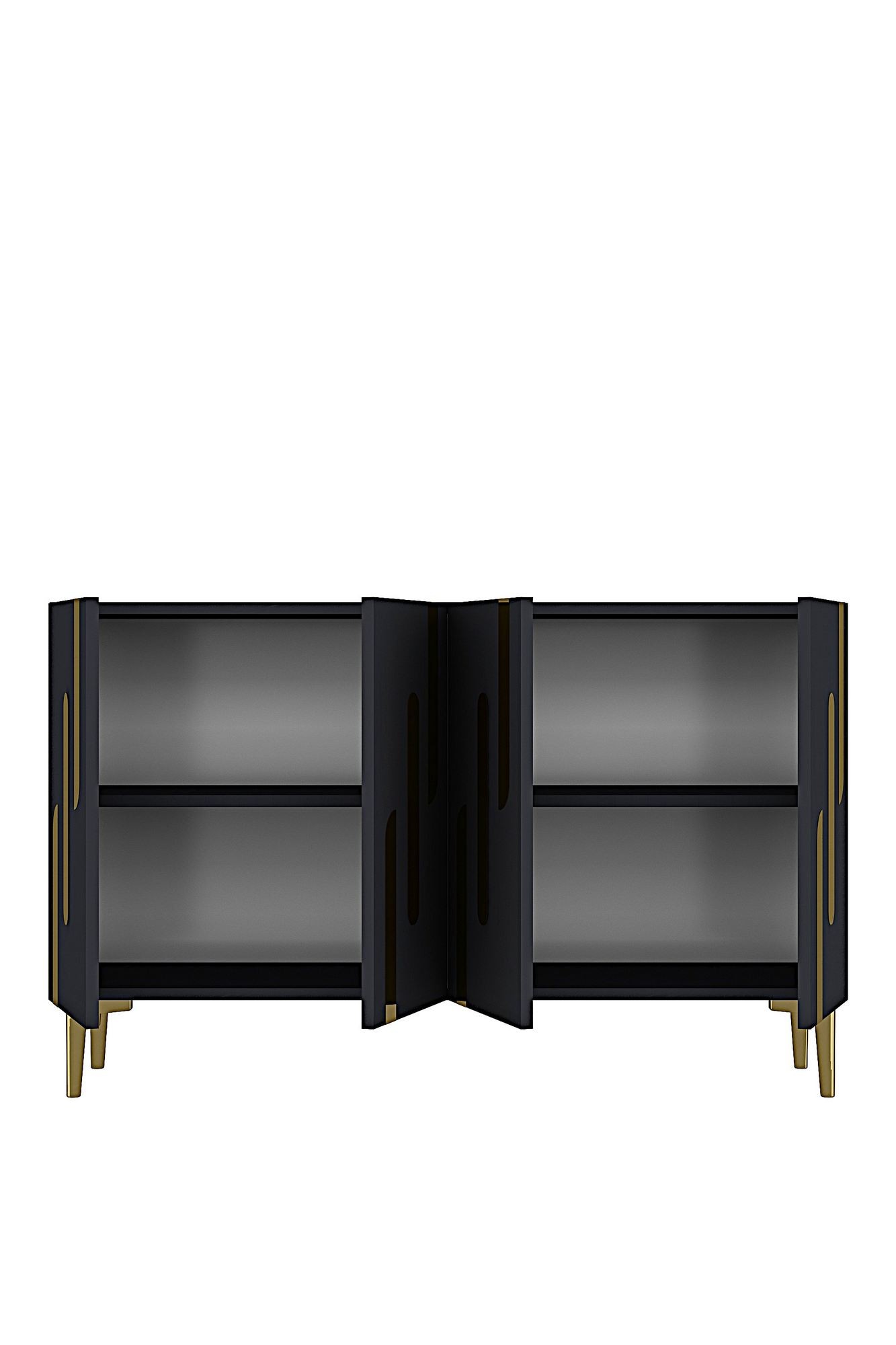 Consola Ece 120, 120 x 75 x 32 cm, antracit auriu, PAL melaminat, oglinda inclusa, antracit / gold — imaginea 5