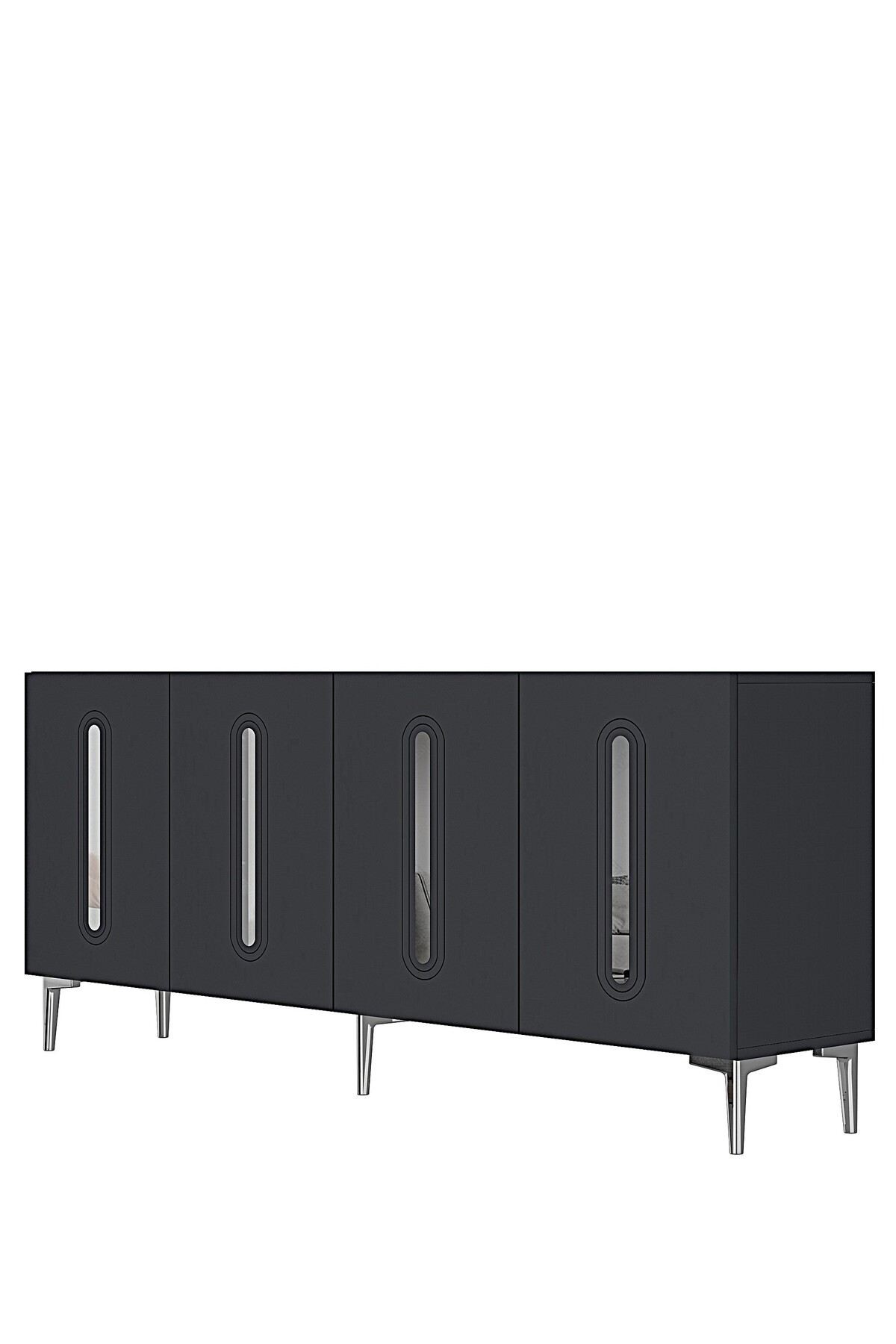 Consola Rany 180, 180 x 75 x 32 cm, antracit argintiu, PAL melaminat, oglinda inclusa, antracit / silver — imaginea 3