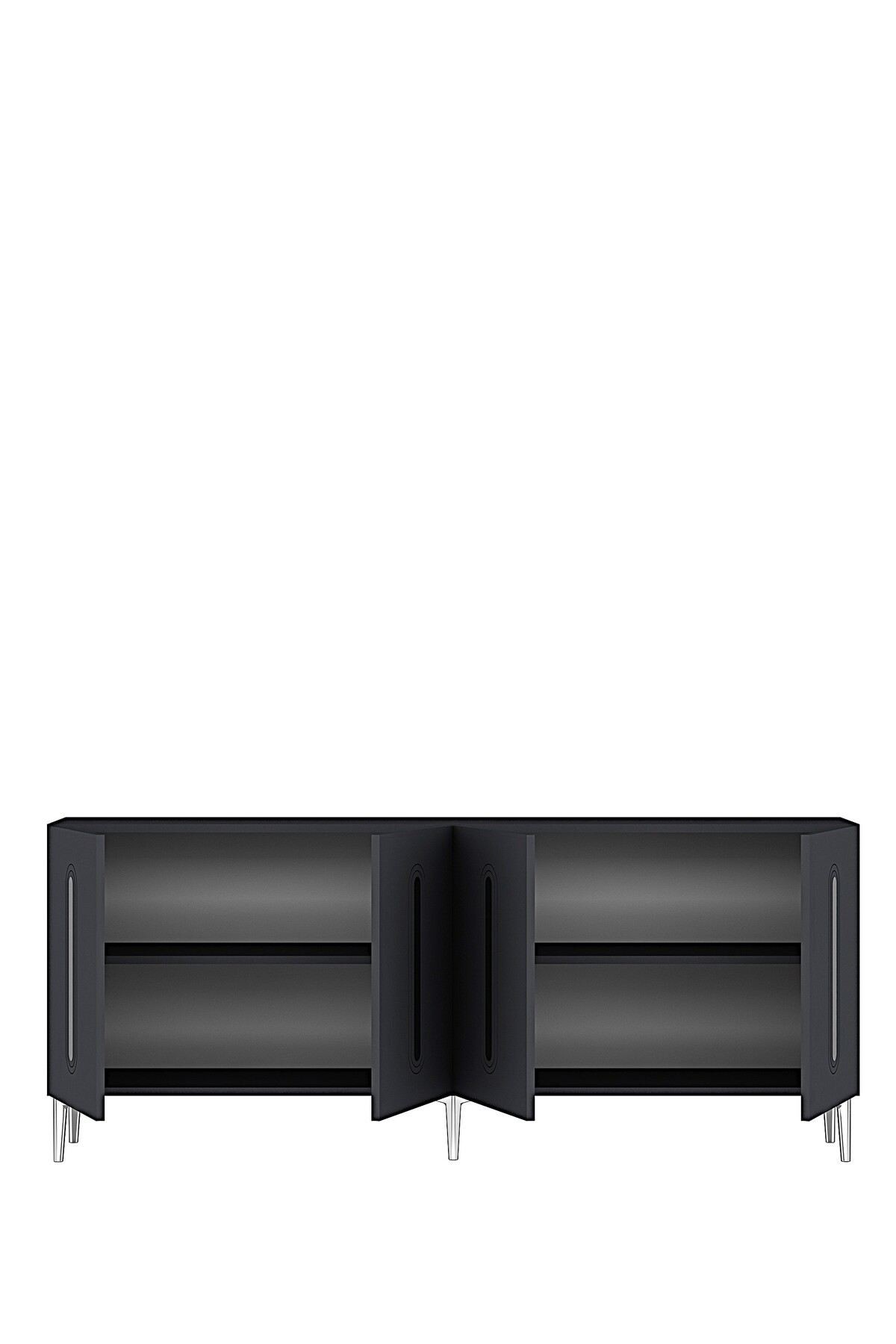 Consola Rany 180, 180 x 75 x 32 cm, antracit argintiu, PAL melaminat, oglinda inclusa, antracit / silver — imaginea 4