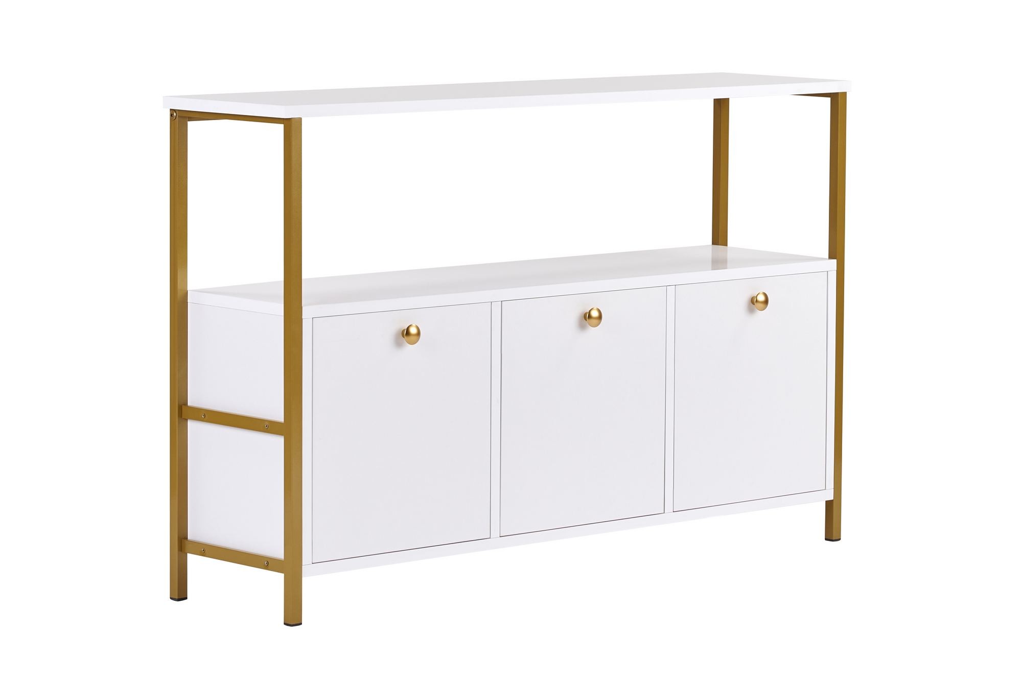Consola Solace, 120 x 77 x 30 cm, alb auriu, PAL melaminat, alb / gold — imaginea 2