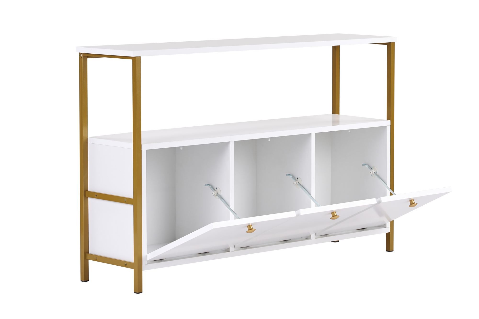 Consola Solace, 120 x 77 x 30 cm, alb auriu, PAL melaminat, alb / gold — imaginea 4