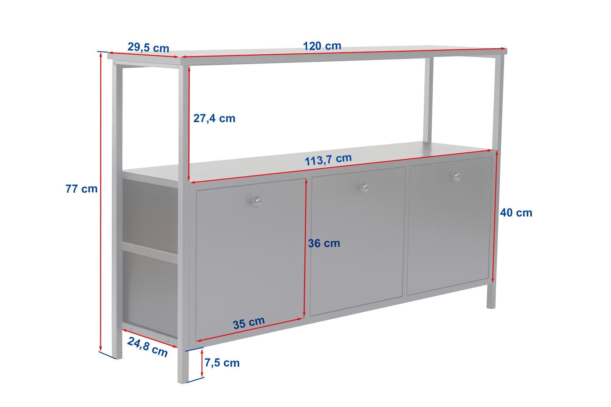 Consola Solace, 120 x 77 x 30 cm, alb auriu, PAL melaminat, alb / gold — imaginea 5