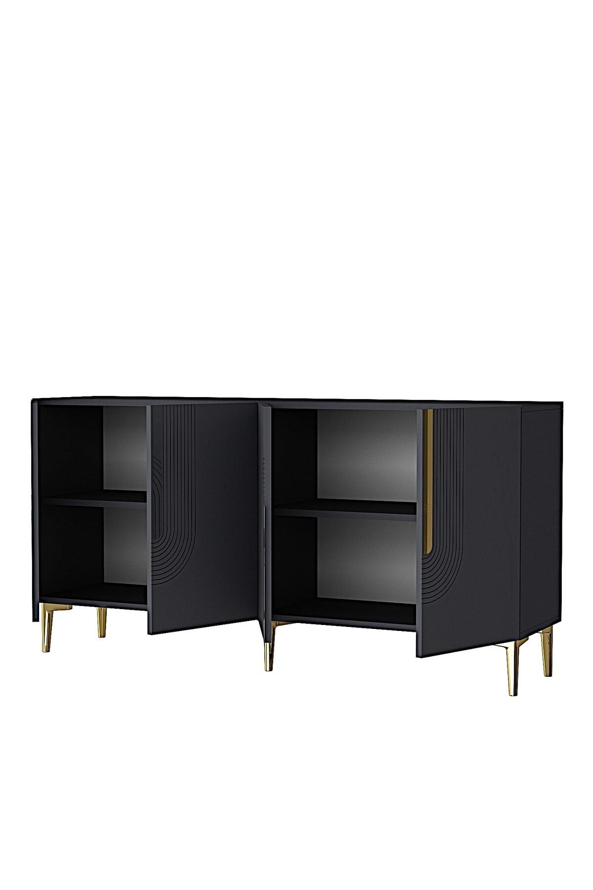 Consola Meyra 180, 180 x 75 x 32 cm, antracit auriu, PAL melaminat, oglinda inclusa, antracit / gold — imaginea 4
