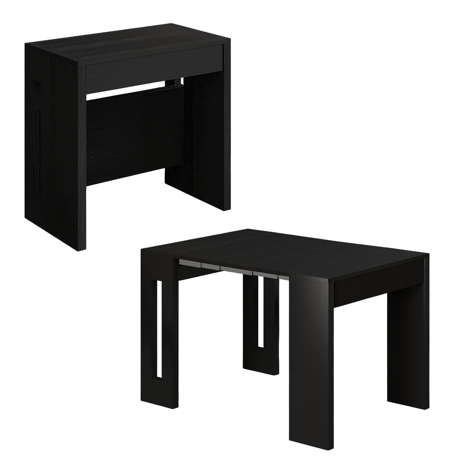 Consola extensibila Nivo - negru lemn, 80 x 76, 1 x 44 cm, negru lemn, PAL melaminat, negru wood — imaginea 3
