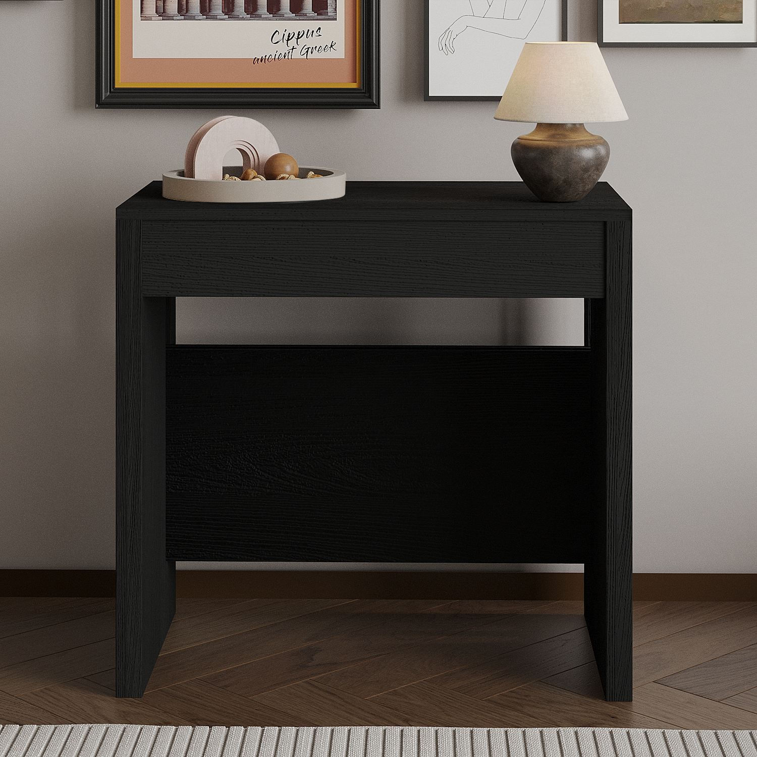 Consola extensibila Nivo - negru lemn, 80 x 76, 1 x 44 cm, negru lemn, PAL melaminat, negru wood — imaginea 5