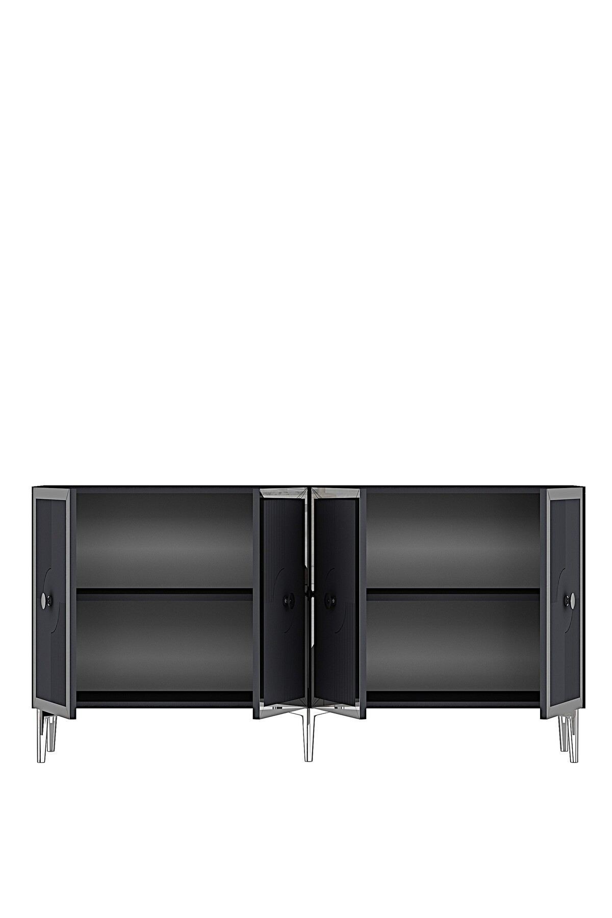 Consola Pega 150, 125 x 75 x 32 cm, antracit argintiu, PAL melaminat, oglinda inclusa, antracit / silver — imaginea 5