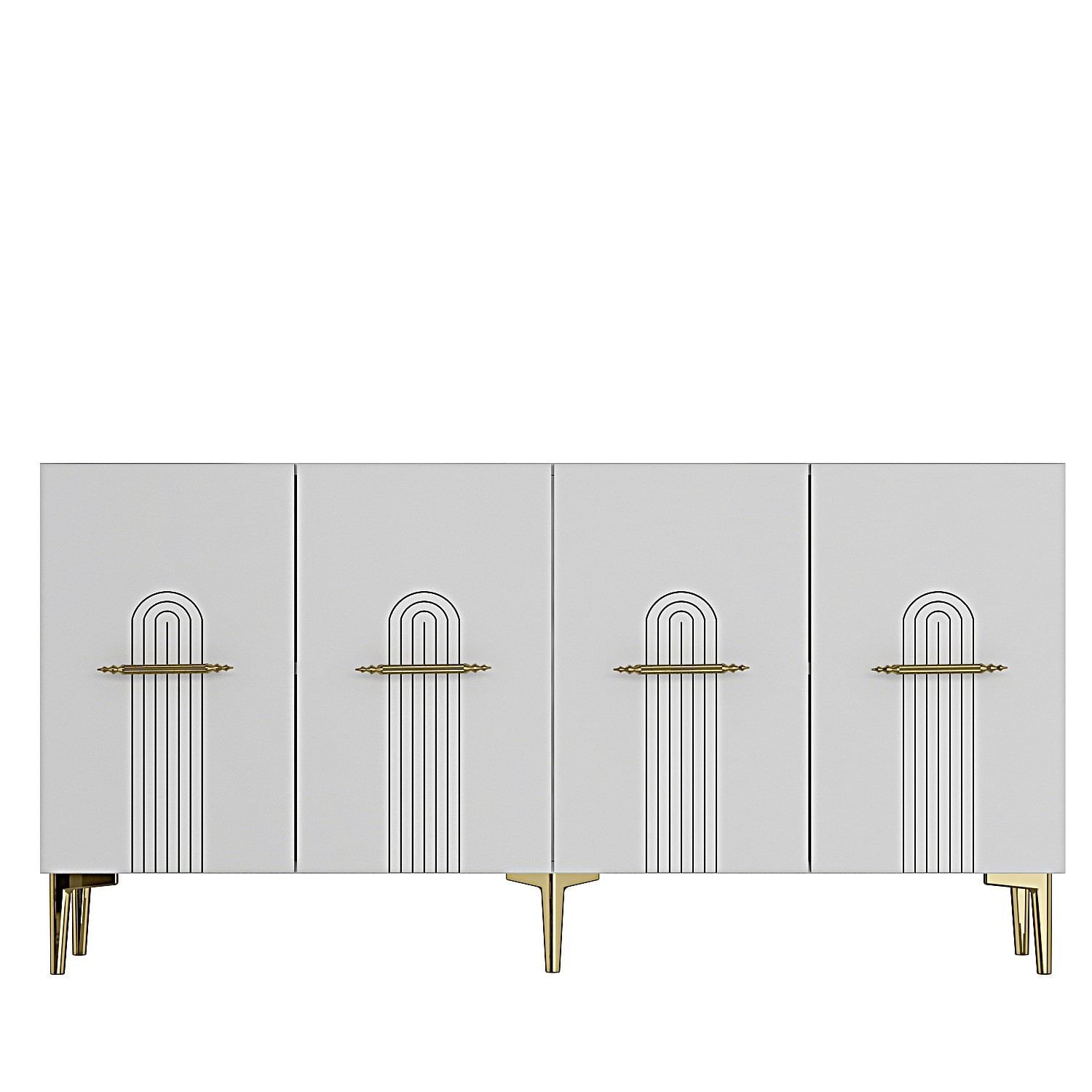 Consola Ida 150, 150 x 75 x 32 cm, alb auriu, PAL melaminat, spatiu de depozitare, fixare pe perete, alb / gold — imaginea 2