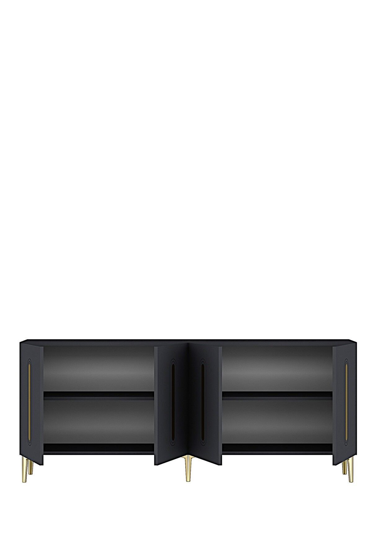 Consola Rany 180, 180 x 75 x 32 cm, antracit auriu, PAL melaminat, oglinda inclusa, antracit / gold — imaginea 7