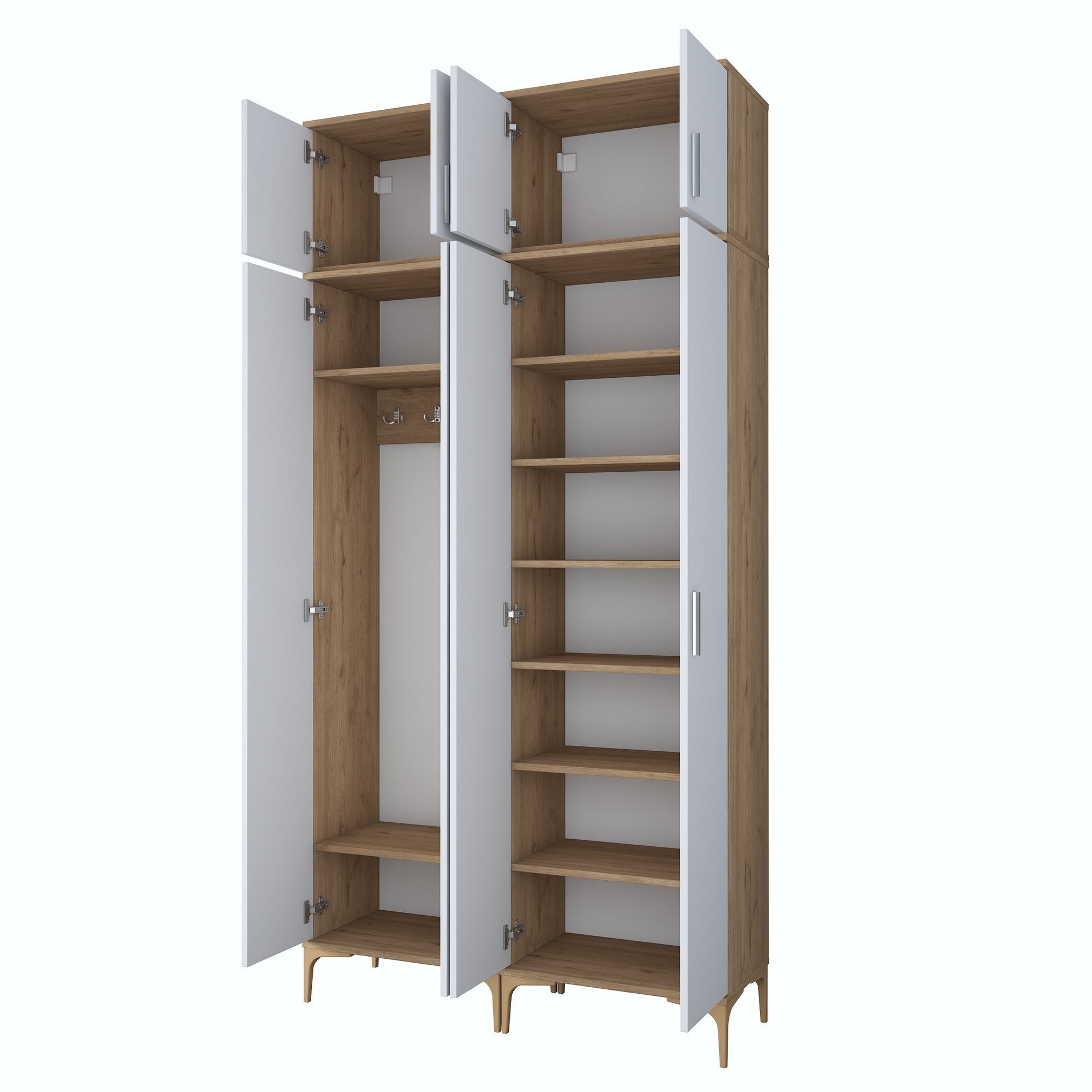 Cuier hol EA161, 120 x 240 x 37,5 cm, nuc alb, PAL, spatiu de depozitare, fixare pe perete — imaginea 11