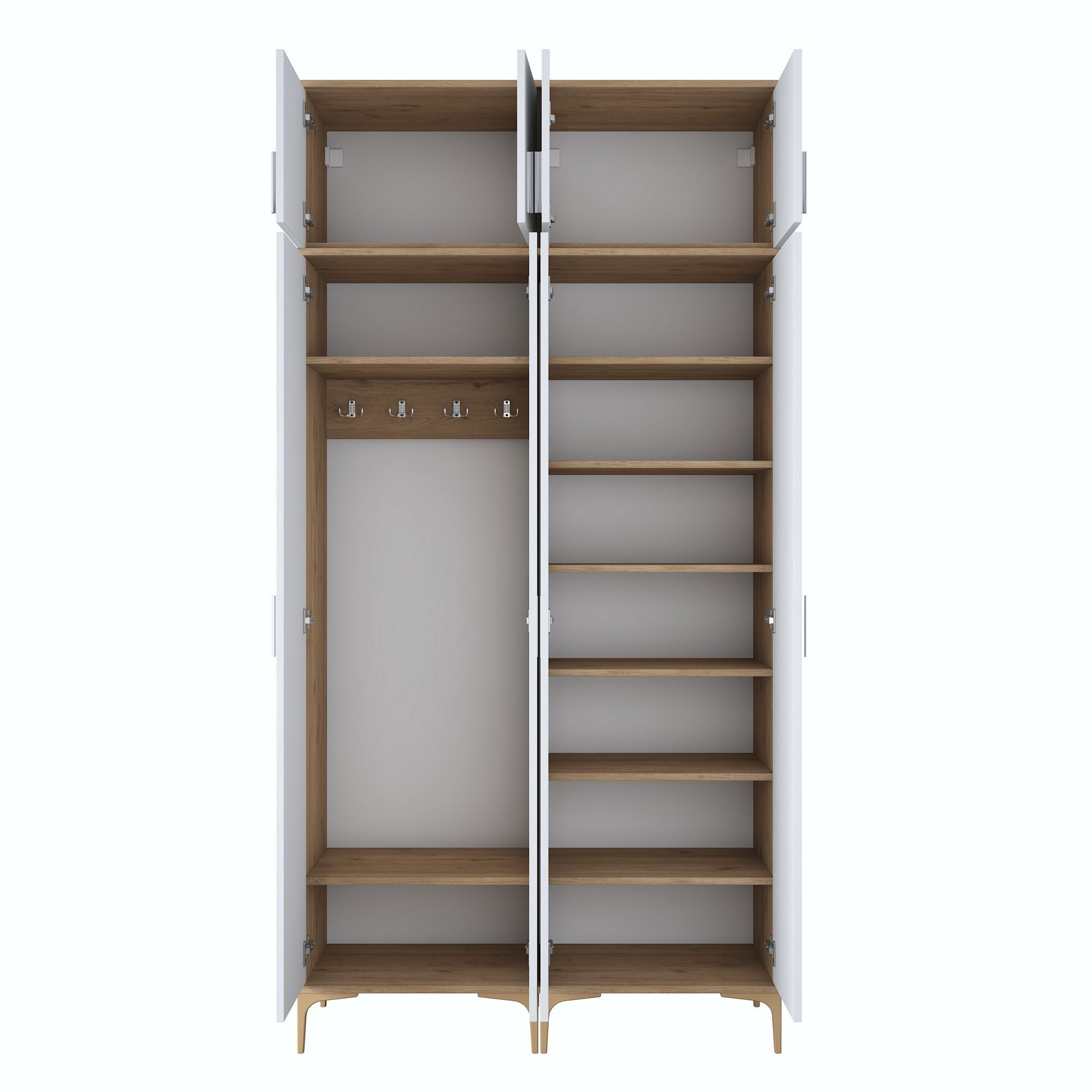 Cuier hol EA161, 120 x 240 x 37,5 cm, nuc alb, PAL, spatiu de depozitare, fixare pe perete — imaginea 12