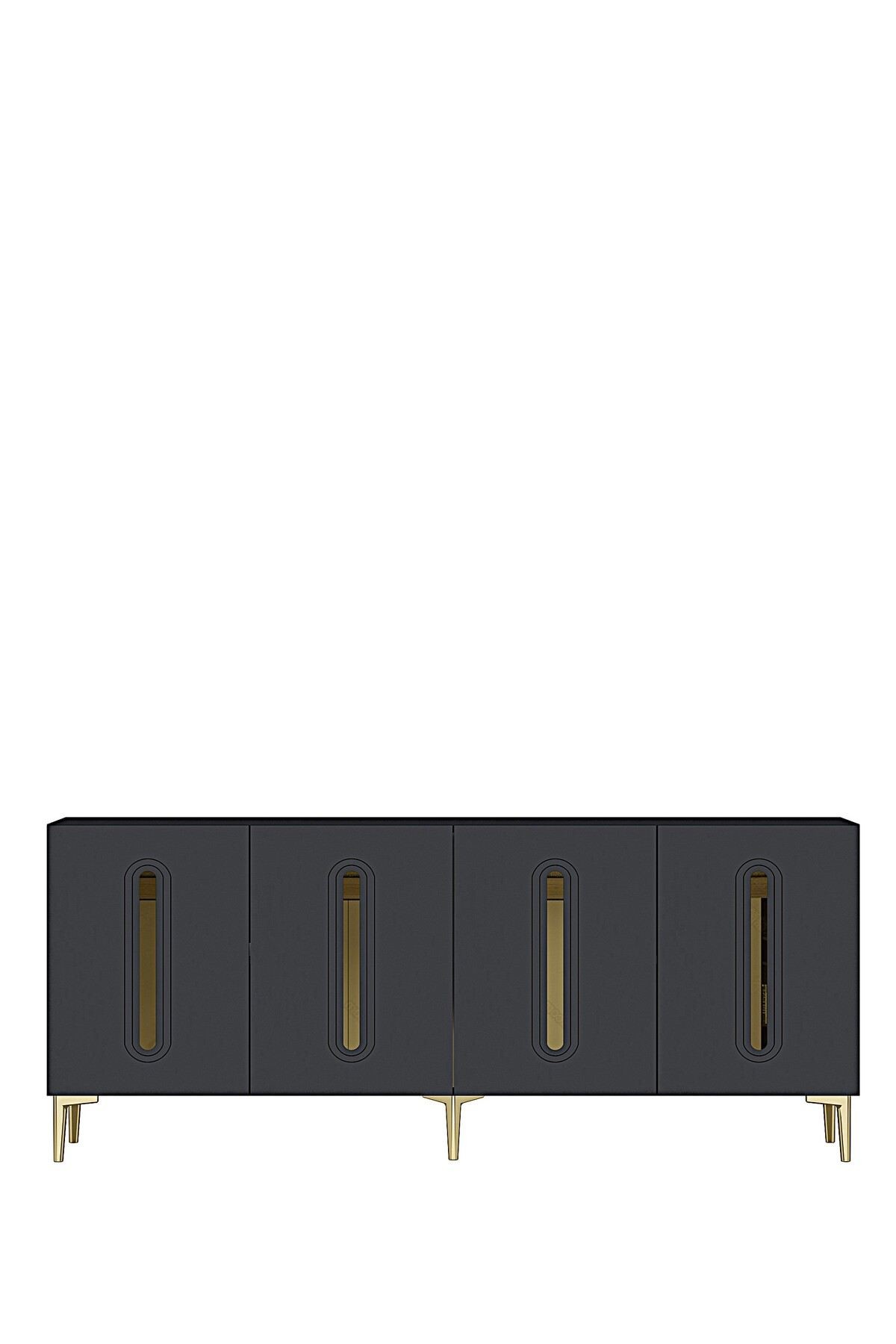 Consola Rany 180, 180 x 75 x 32 cm, antracit auriu, PAL melaminat, oglinda inclusa, antracit / gold — imaginea 8