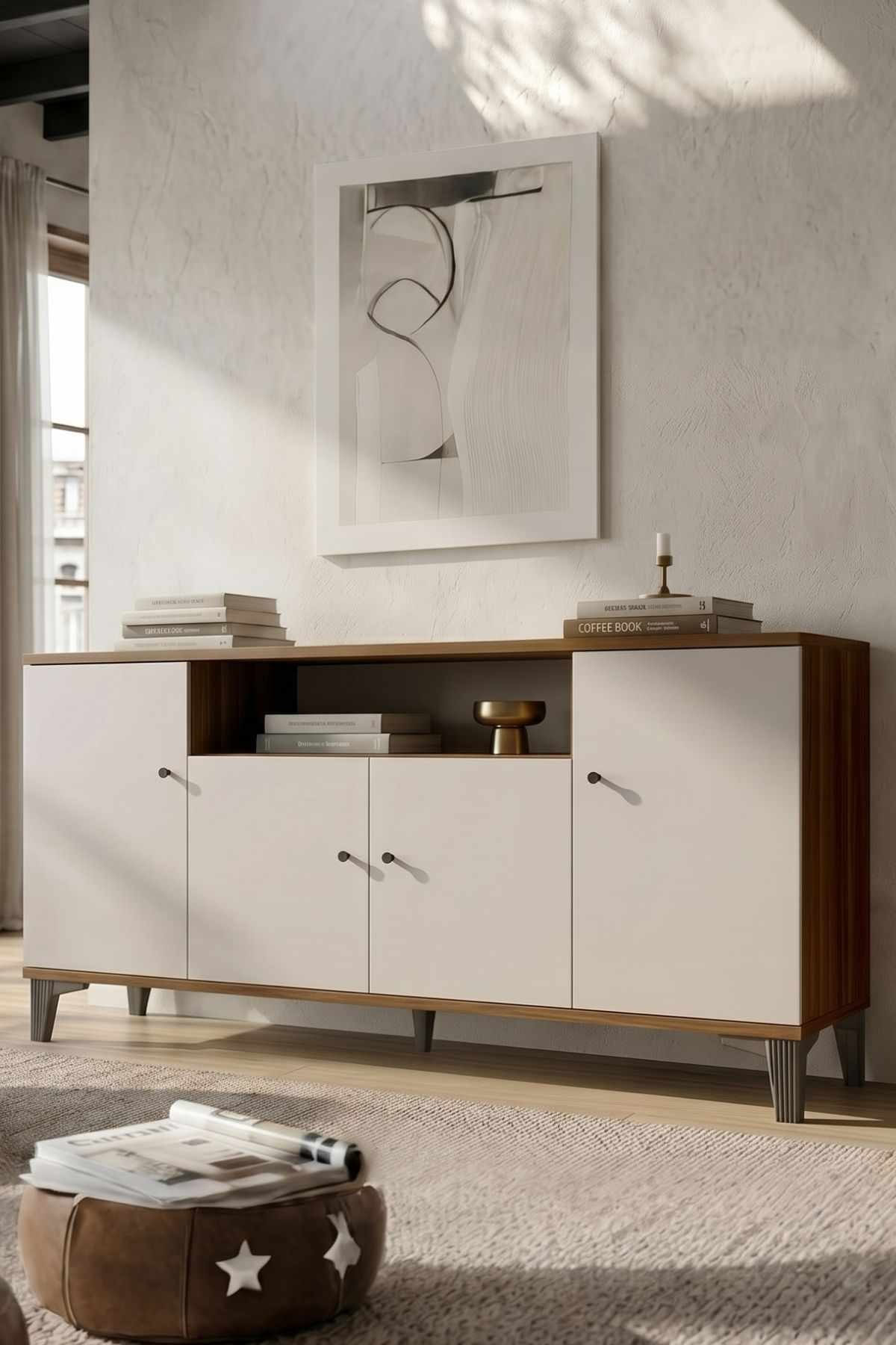 Consola Vıs3-Cka, 180 x 85 x 44,5 cm, nuc, PAL melaminat — imaginea 2
