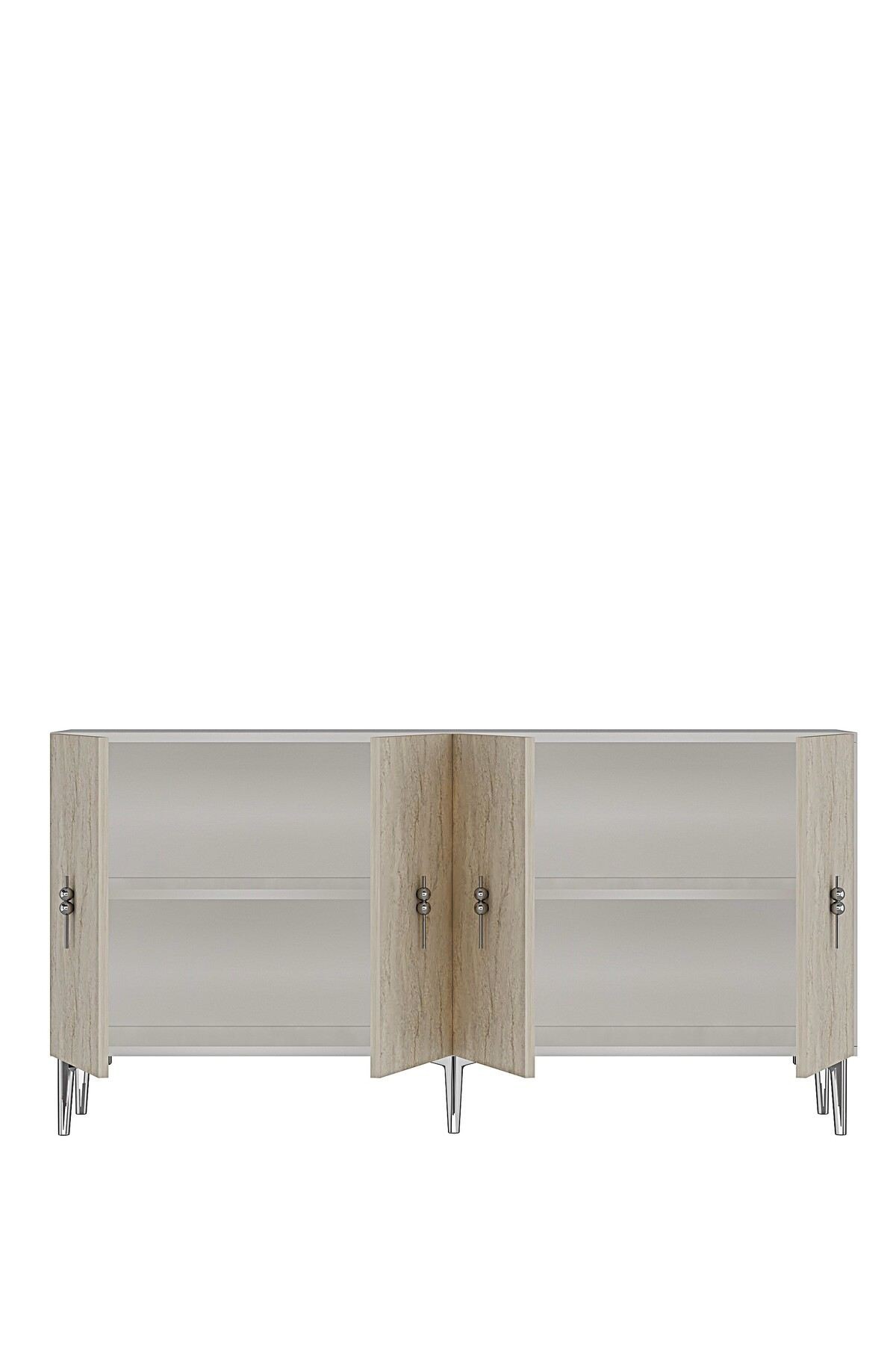 Consola Salkım 150, 125 x 75 x 32 cm, alb travertin argintiu, PAL melaminat, alb / travertin / silver — imaginea 4