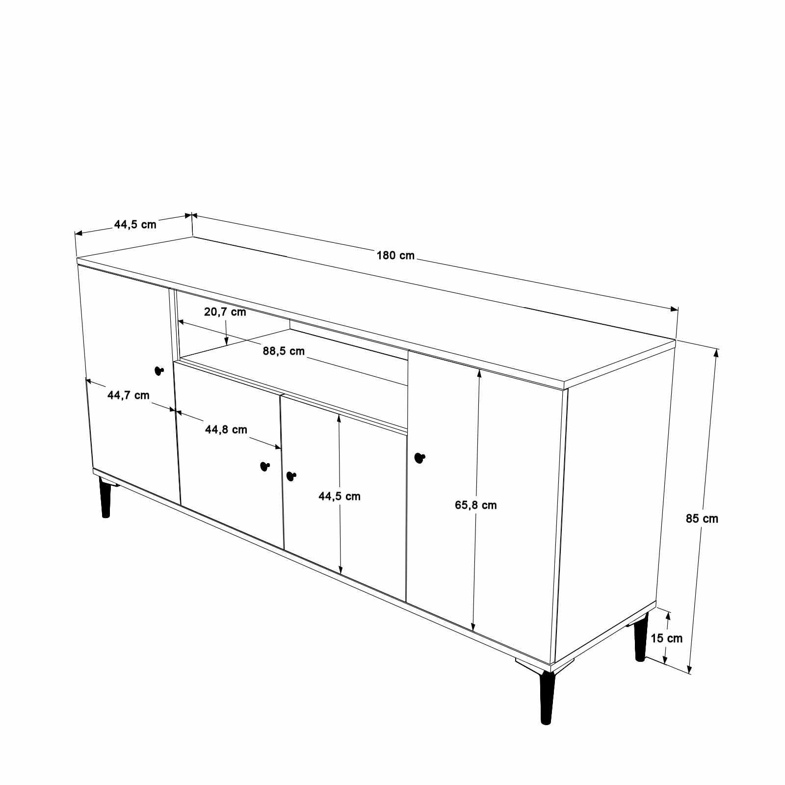 Consola Vıs3-Cka, 180 x 85 x 44,5 cm, nuc, PAL melaminat — imaginea 4