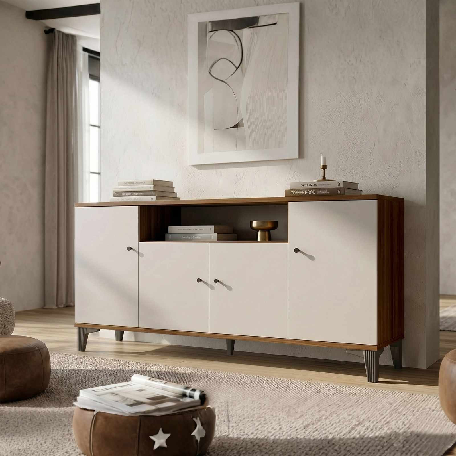 Consola Vıs3-Cka, 180 x 85 x 44,5 cm, nuc, PAL melaminat — imaginea 5