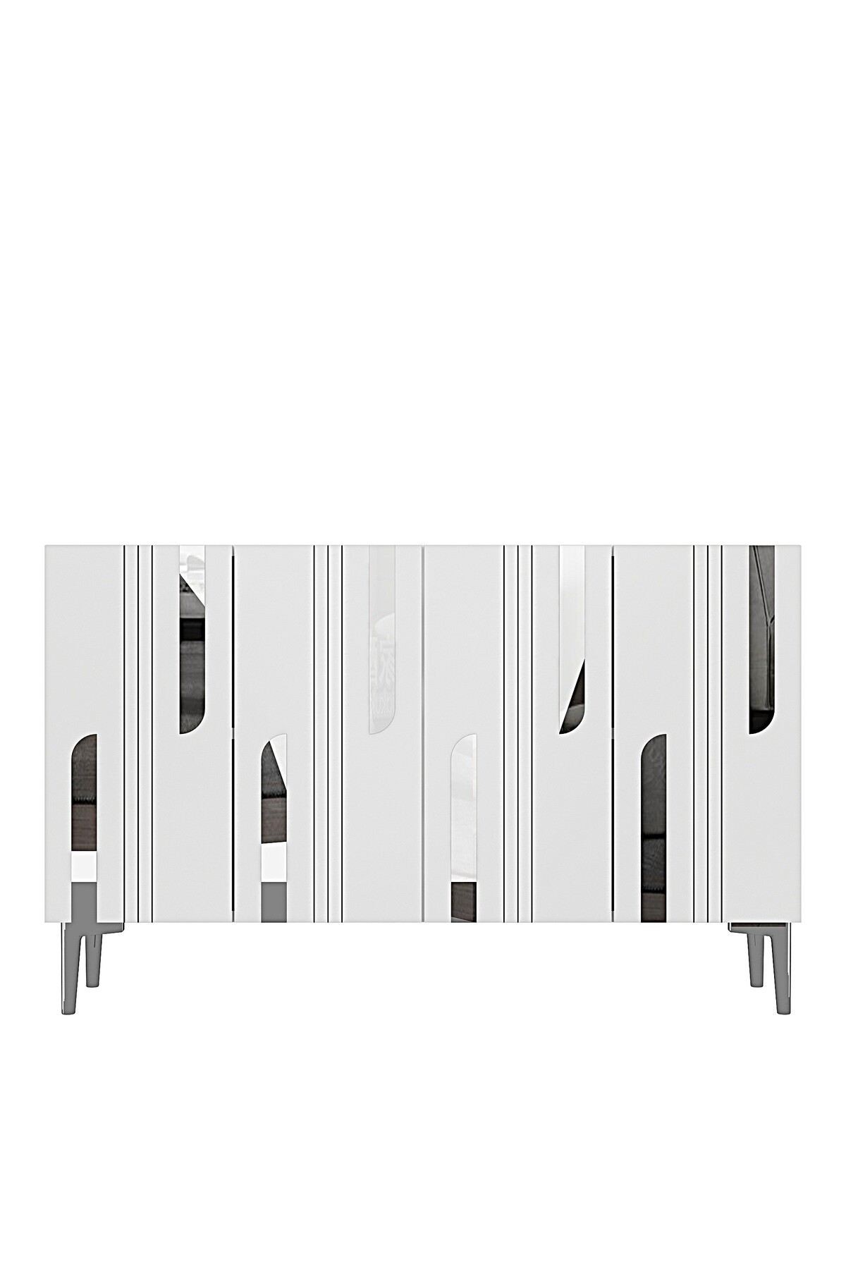 Consola Nota 120, 120 x 75 x 32 cm, alb argintiu, PAL melaminat, oglinda inclusa, alb / silver — imaginea 4