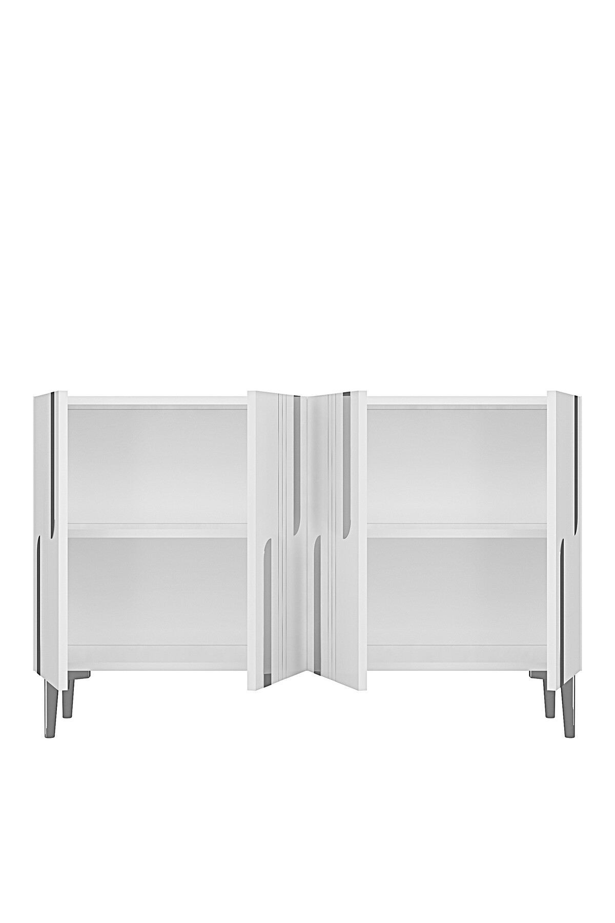 Consola Nota 120, 120 x 75 x 32 cm, alb argintiu, PAL melaminat, oglinda inclusa, alb / silver — imaginea 7