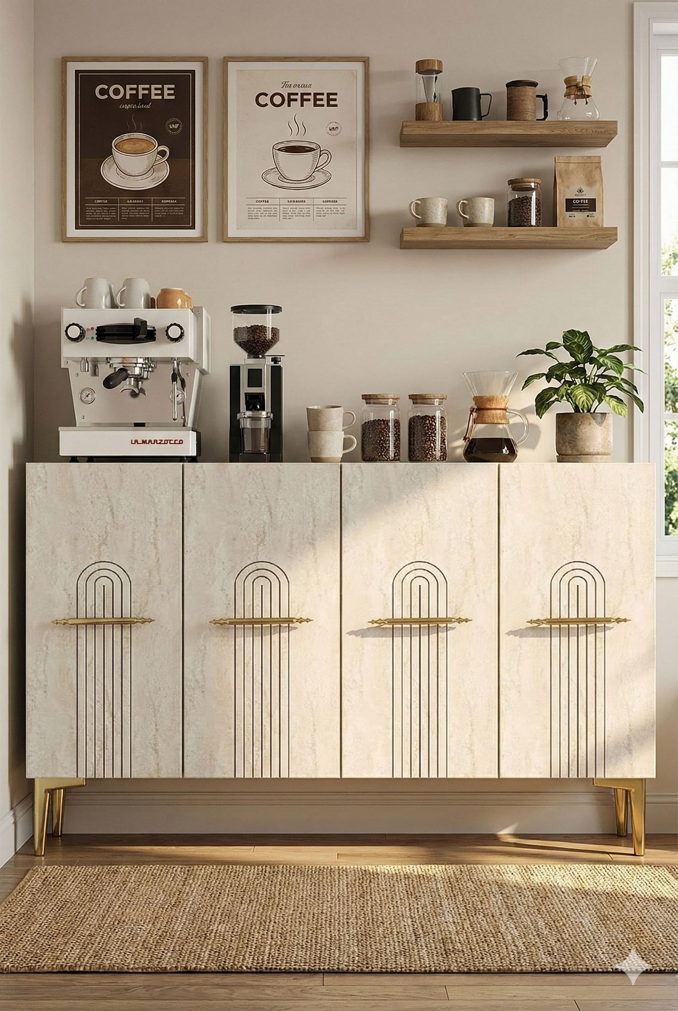 Consola Ida 120, 120 x 79 x 32 cm, alb travertin auriu, PAL melaminat, spatiu de depozitare, fixare pe perete, alb / travertin / gold — imaginea 7