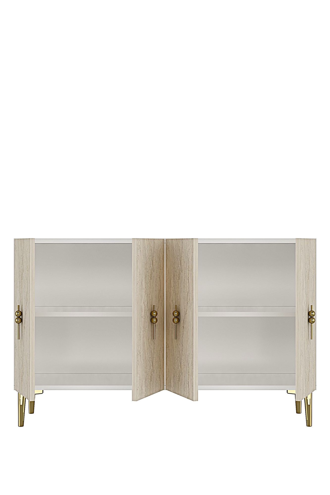 Consola Salkım 120, 120 x 79 x 32 cm, alb travertin auriu, PAL melaminat, spatiu de depozitare, fixare pe perete, alb / travertin / gold — imaginea 4