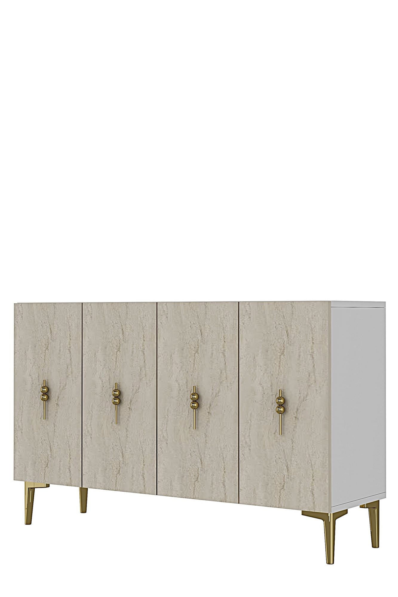 Consola Salkım 120, 120 x 79 x 32 cm, alb travertin auriu, PAL melaminat, spatiu de depozitare, fixare pe perete, alb / travertin / gold — imaginea 5
