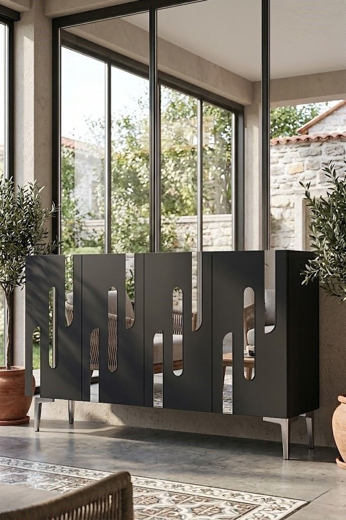Consola Ece 120, 120 x 75 x 32 cm, antracit argintiu, PAL melaminat, oglinda inclusa, antracit / silver — imaginea 2