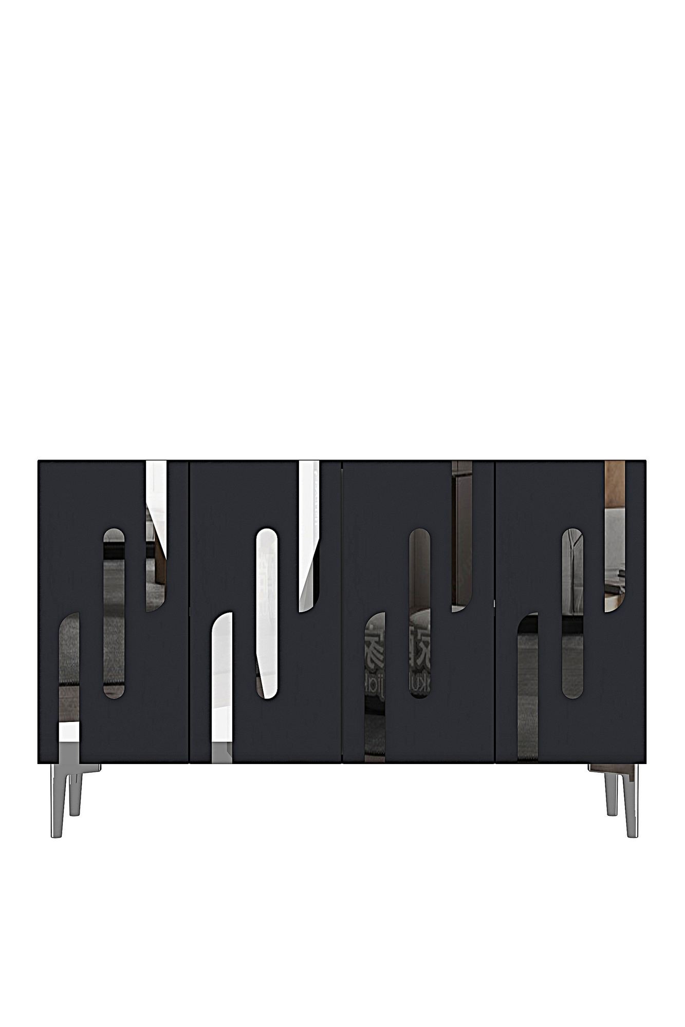 Consola Ece 120, 120 x 75 x 32 cm, antracit argintiu, PAL melaminat, oglinda inclusa, antracit / silver — imaginea 5
