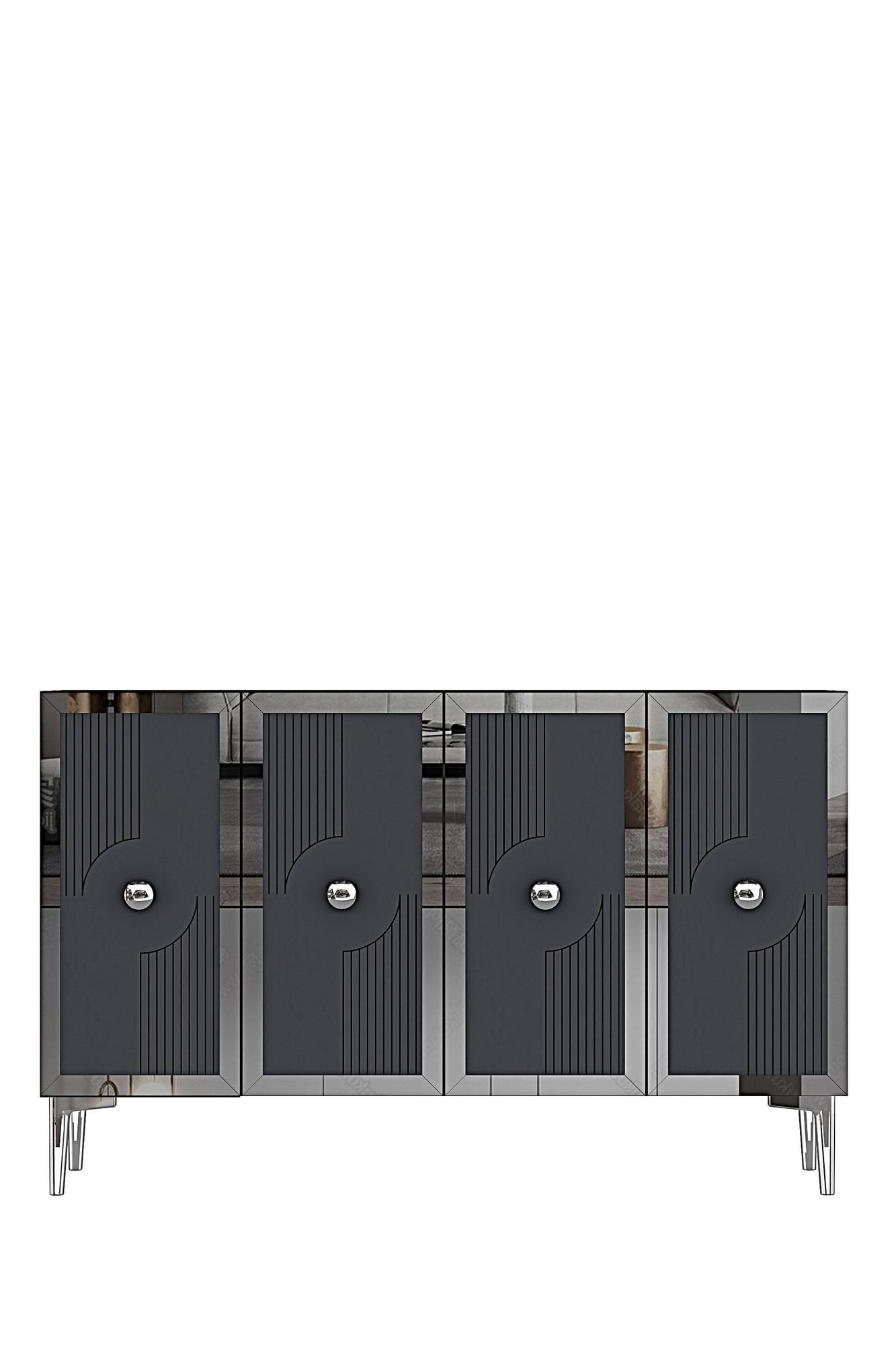 Consola Pega 120, 120 x 79 x 32 cm, antracit argintiu, PAL melaminat, spatiu de depozitare, fixare pe perete, antracit / silver — imaginea 2
