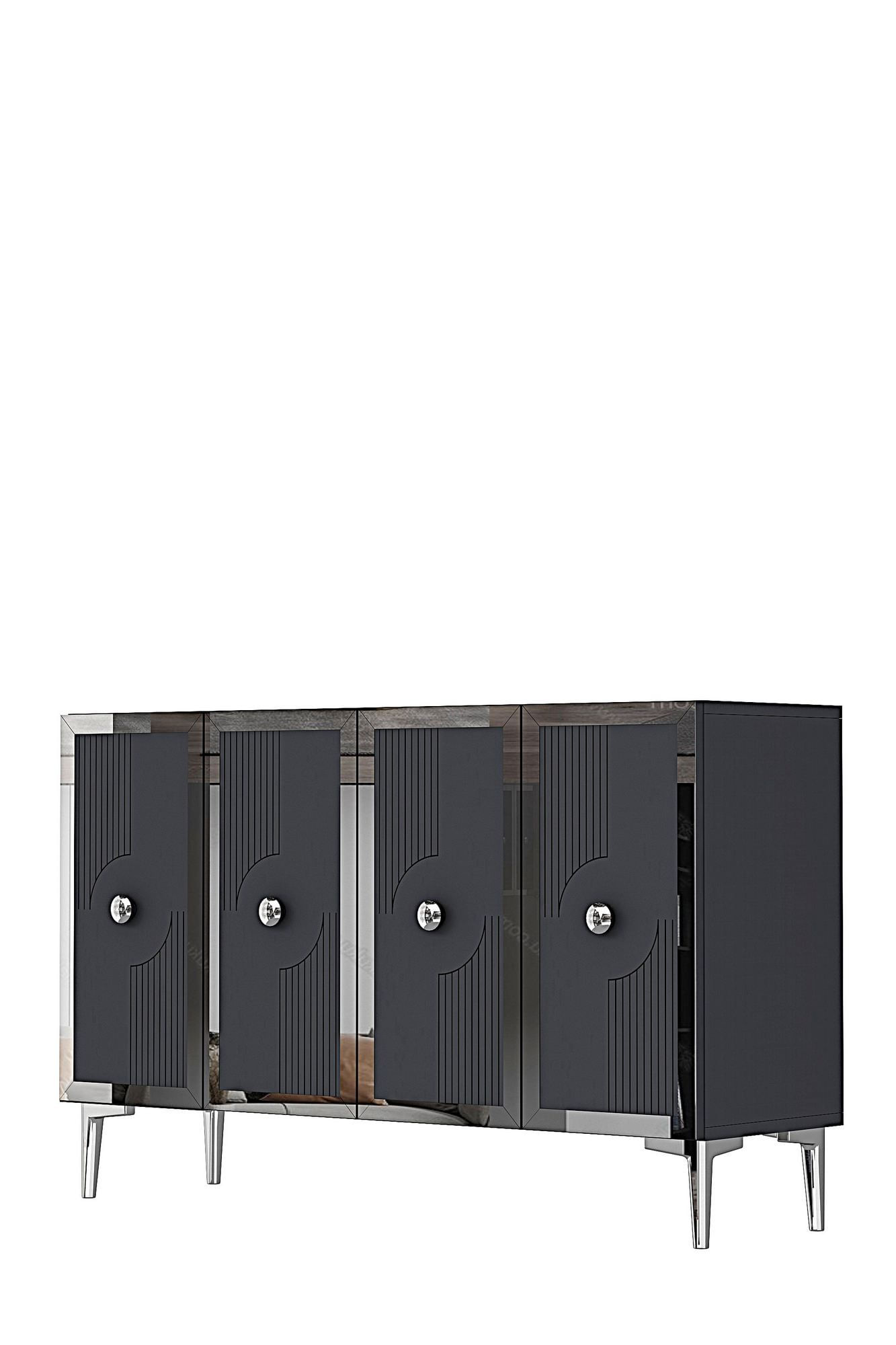 Consola Pega 120, 120 x 79 x 32 cm, antracit argintiu, PAL melaminat, spatiu de depozitare, fixare pe perete, antracit / silver — imaginea 4