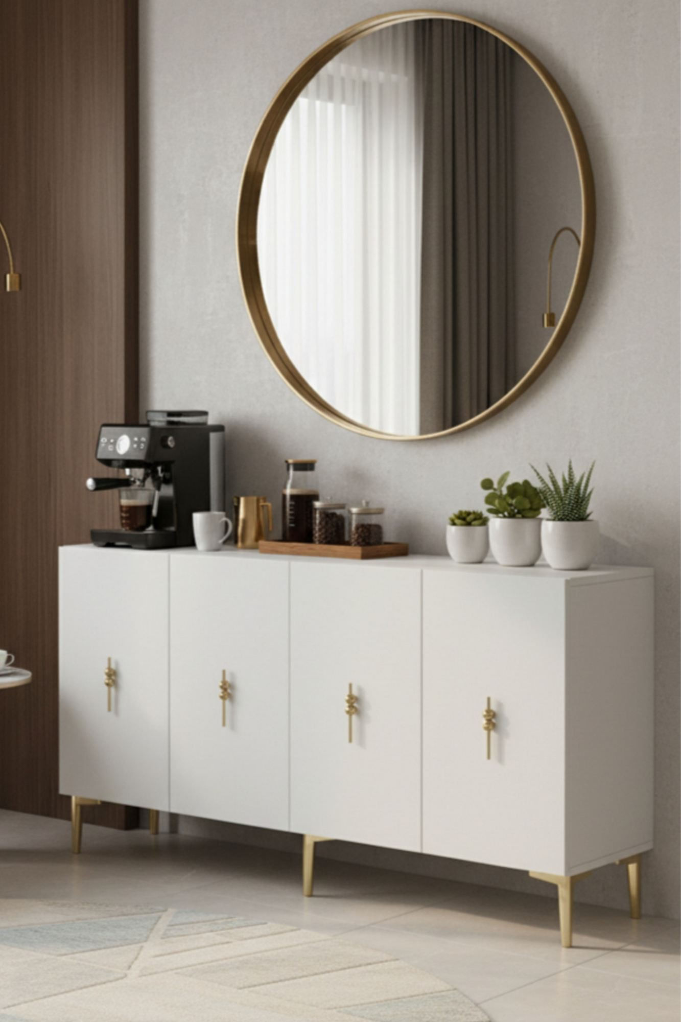 Consola Salkım 150, 125 x 75 x 32 cm, alb travertin auriu, PAL melaminat, alb / travertin / gold — imaginea 4