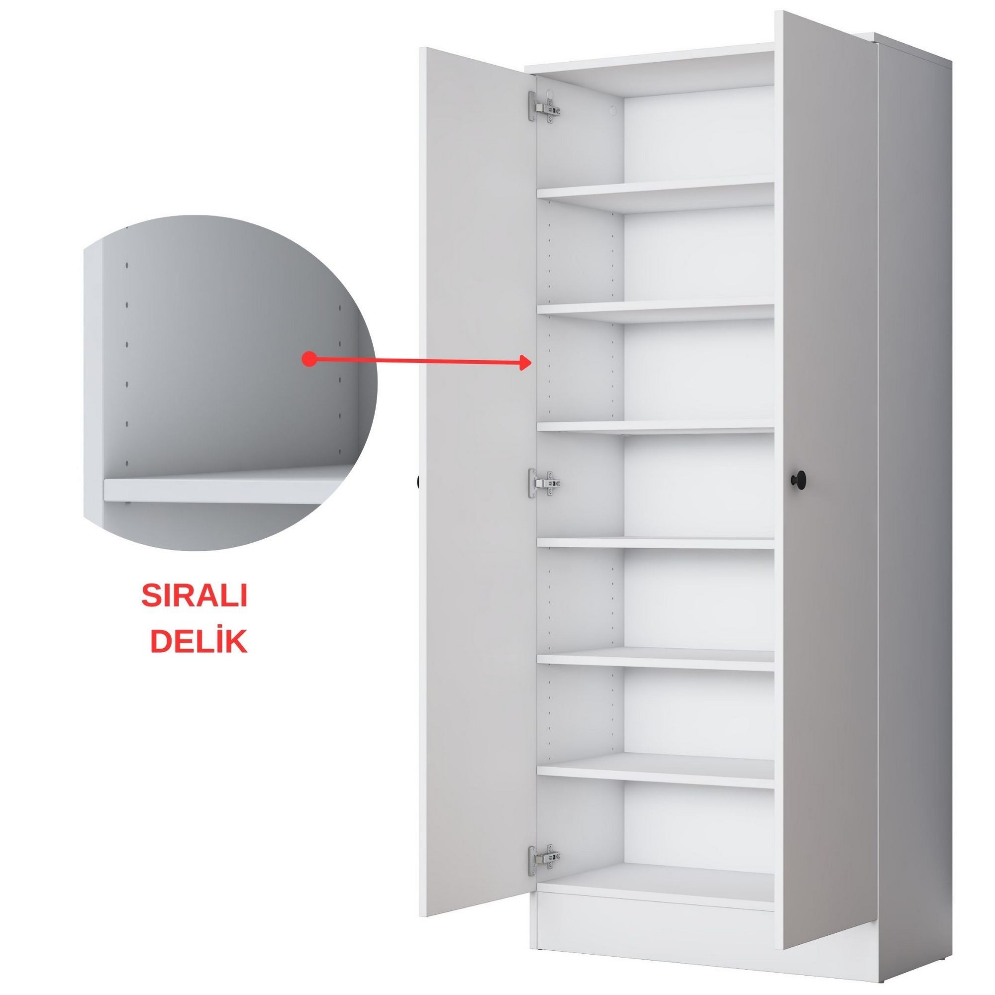 Cuier hol EA148, 80 x 182,8 x 37,5 cm, alb, PAL, spatiu de depozitare, fixare pe perete — imaginea 3