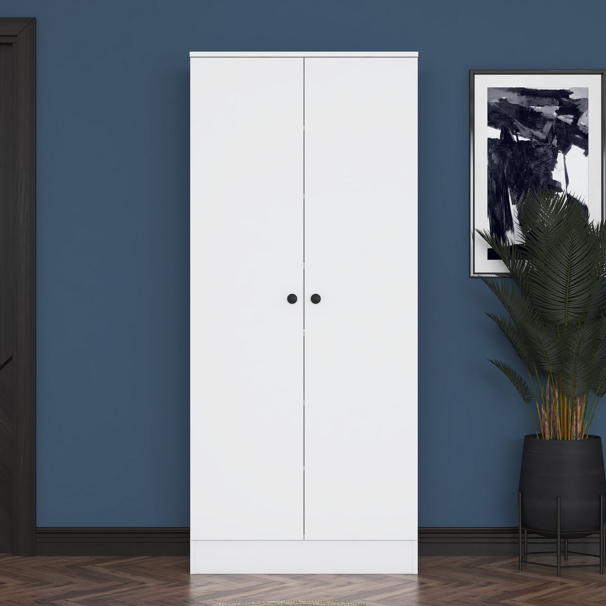Cuier hol EA148, 80 x 182,8 x 37,5 cm, alb, PAL, spatiu de depozitare, fixare pe perete — imaginea 7