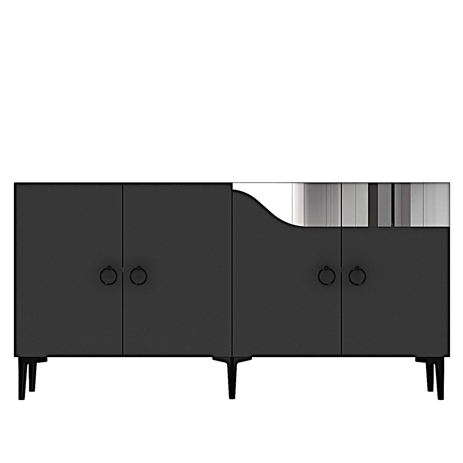 Consola Gama 150, 150 x 75 x 32 cm, antracit argintiu, PAL melaminat, spatiu de depozitare, fixare pe perete, antracit / silver — imaginea 2