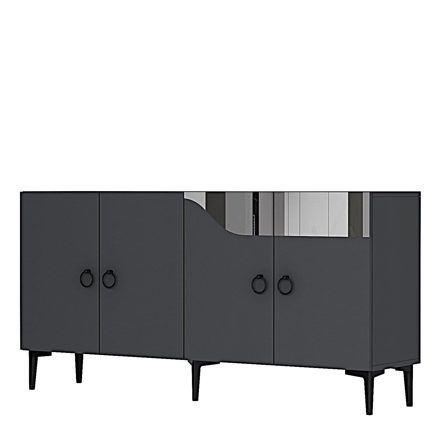 Consola Gama 150, 150 x 75 x 32 cm, antracit argintiu, PAL melaminat, spatiu de depozitare, fixare pe perete, antracit / silver — imaginea 4
