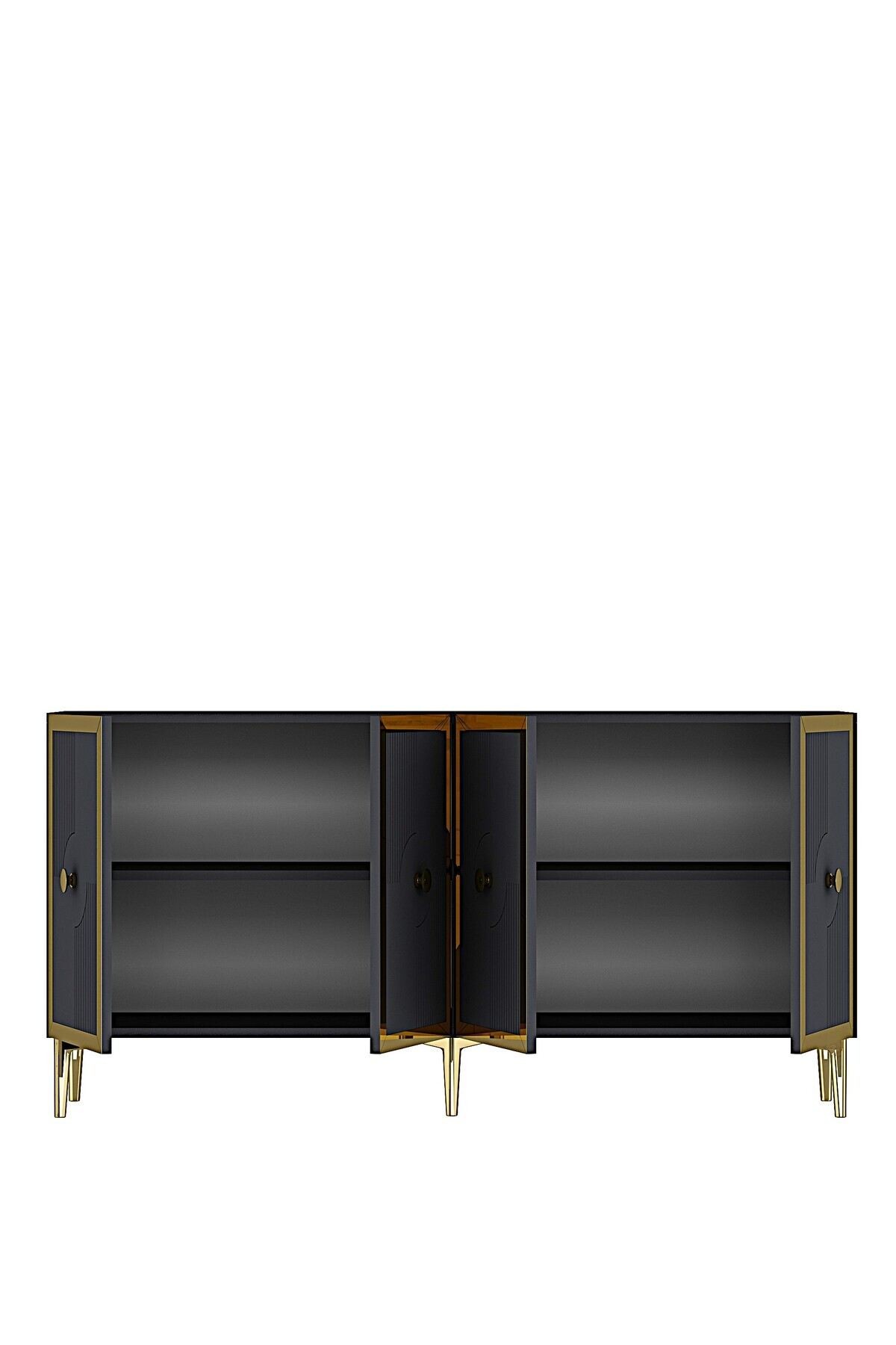 Consola Pega 150, 125 x 75 x 32 cm, antracit auriu, PAL melaminat, oglinda inclusa, antracit / gold — imaginea 8