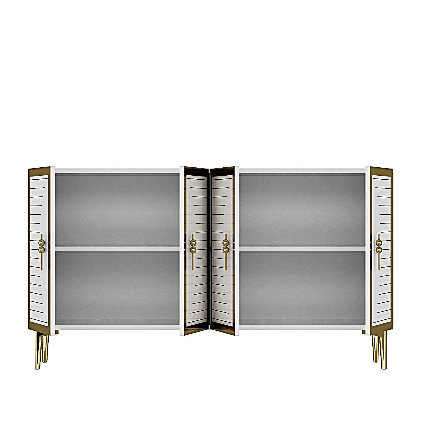Consola Tuna 120, 120 x 75 x 32 cm, alb auriu, PAL melaminat, spatiu de depozitare, fixare pe perete, alb / gold — imaginea 9