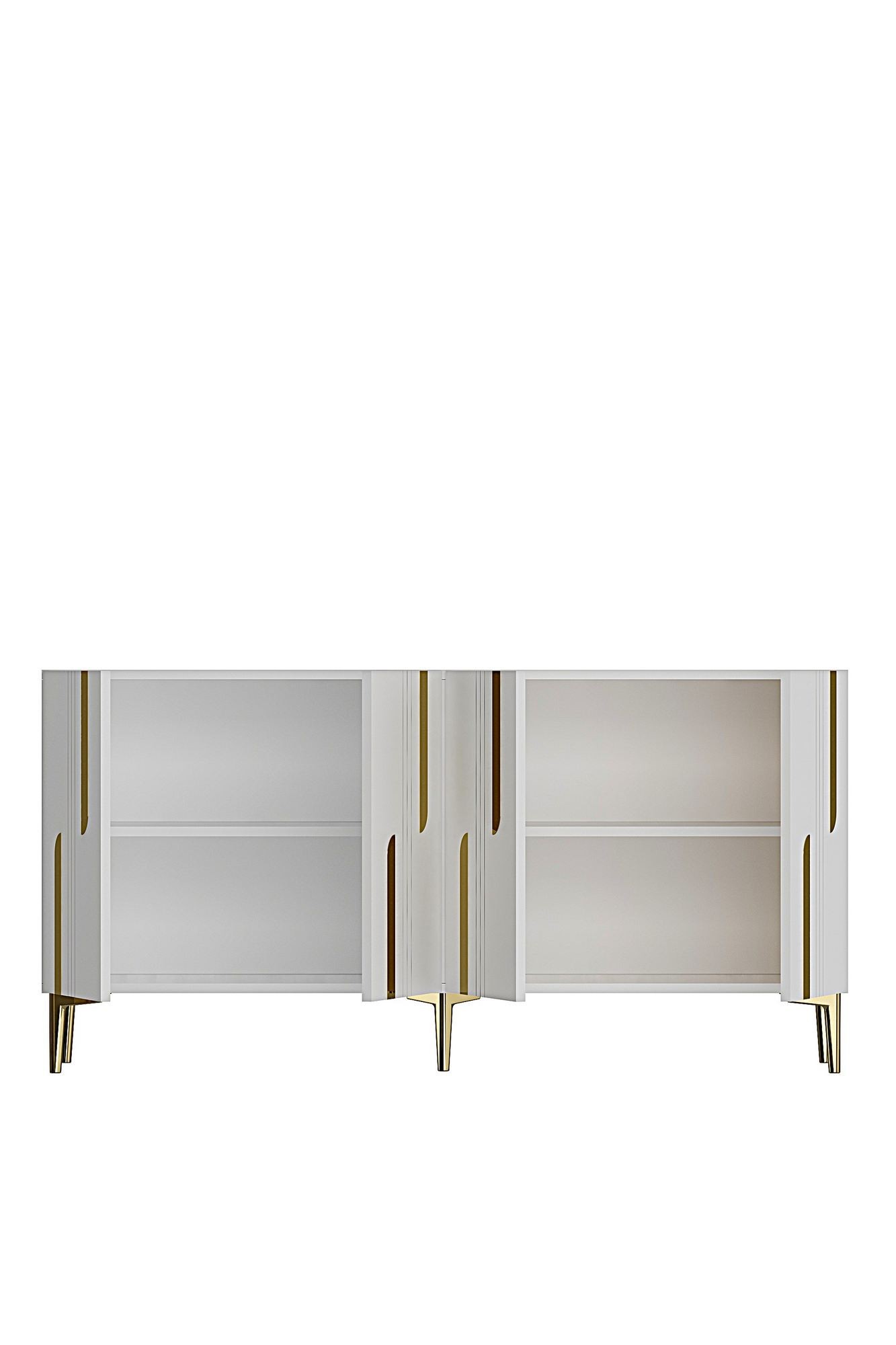 Consola Nota 150, 150 x 75 x 32 cm, alb auriu, PAL melaminat, alb / gold — imaginea 4