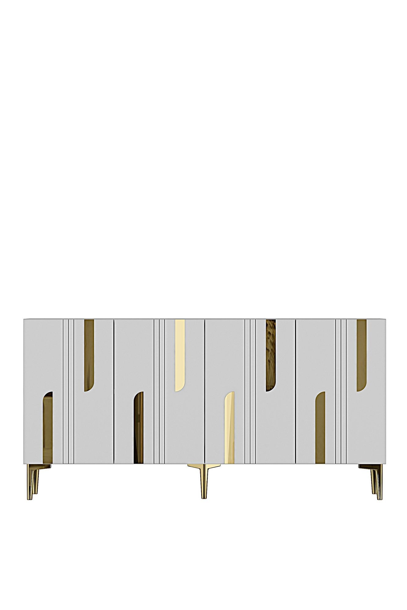Consola Nota 150, 150 x 75 x 32 cm, alb auriu, PAL melaminat, alb / gold — imaginea 7