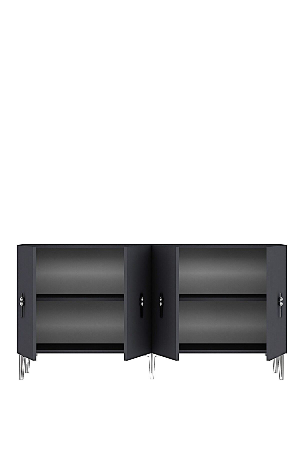 Consola Salkım 150, 125 x 75 x 32 cm, antracit argintiu, PAL melaminat, antracit / silver — imaginea 4