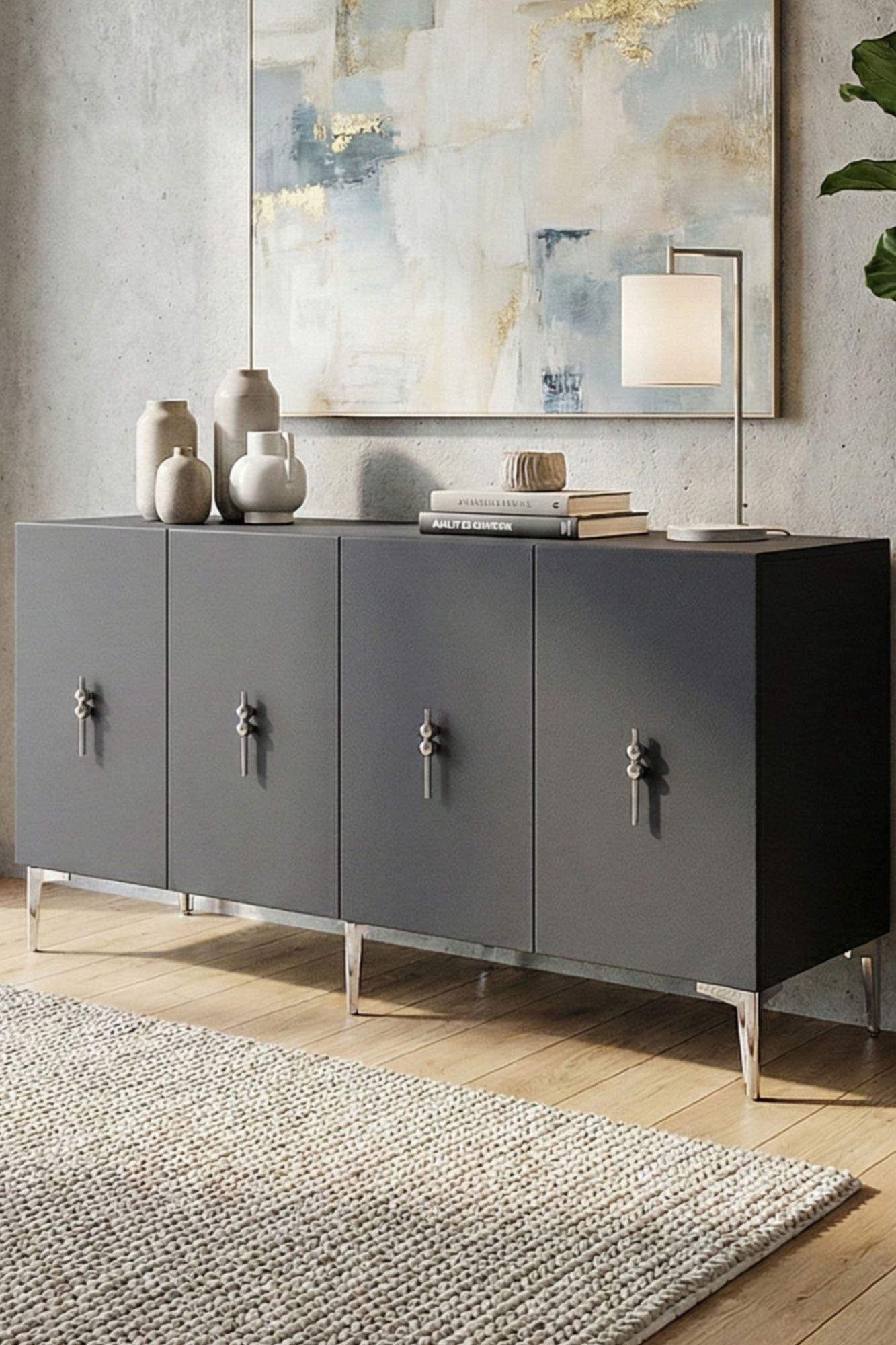 Consola Salkım 150, 125 x 75 x 32 cm, antracit argintiu, PAL melaminat, antracit / silver — imaginea 8
