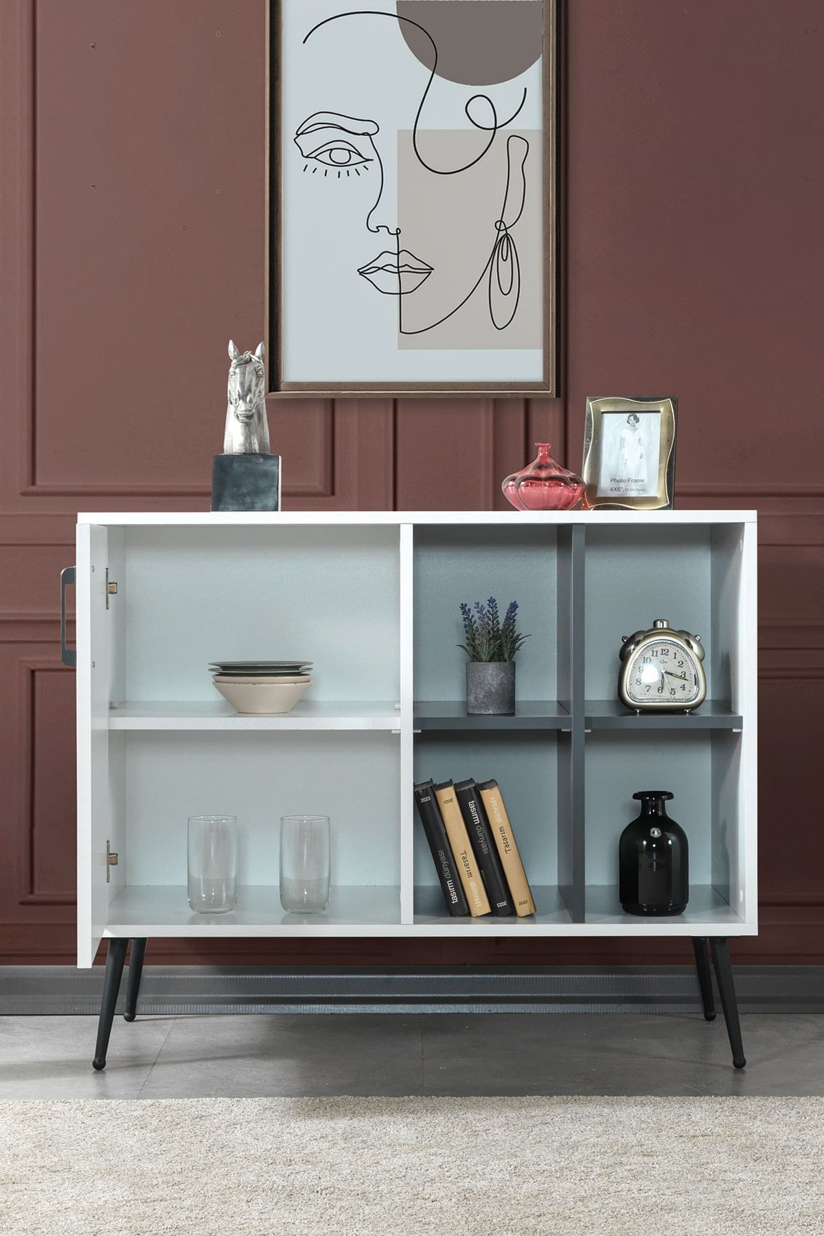 Consola Şile 4112, 100 x 83 x 44 cm, alb antracit, PAL melaminat