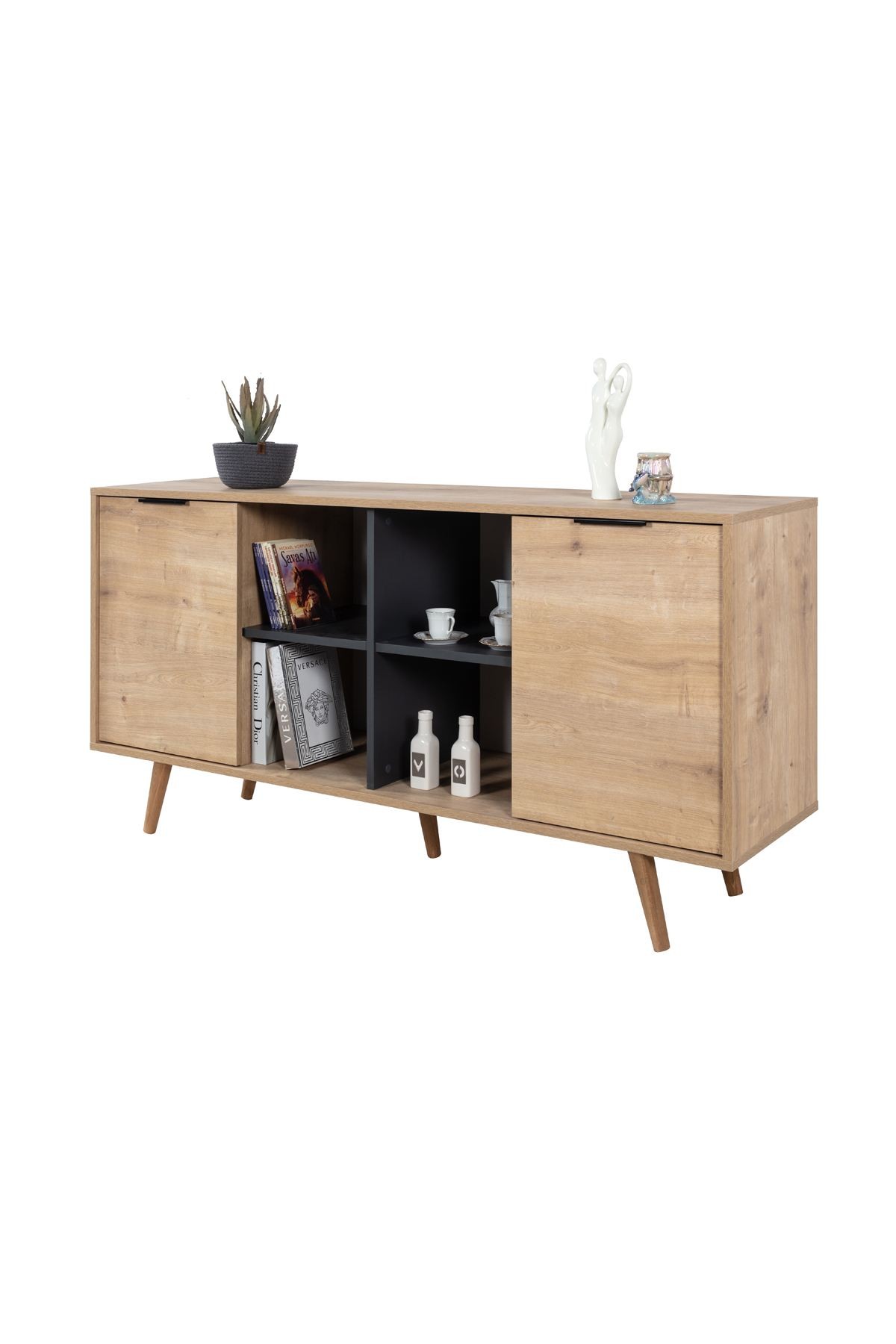 Consola Sina 4619, 160 x 82 x 44 cm, stejar safir antracit, PAL melaminat — imaginea 3