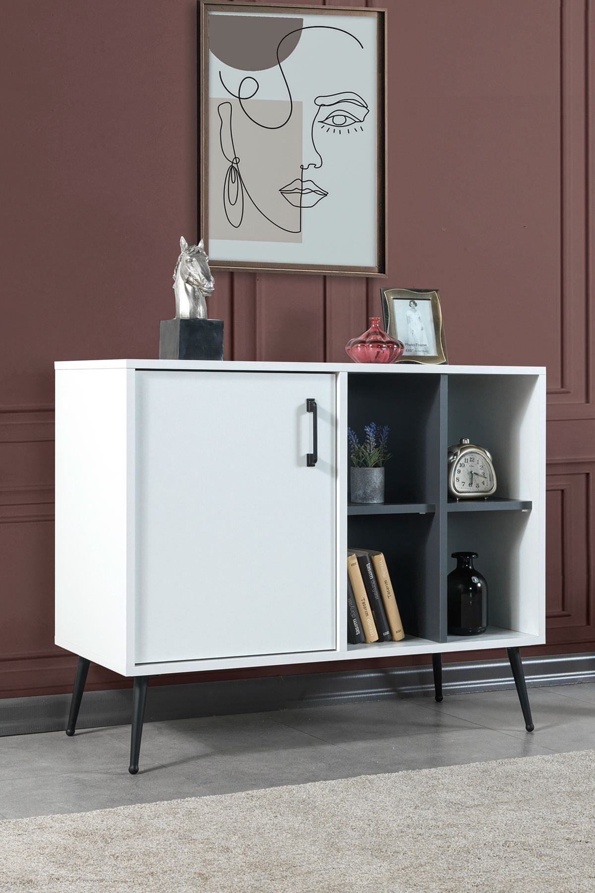 Consola Şile 4112, 100 x 83 x 44 cm, alb antracit, PAL melaminat — imaginea 5