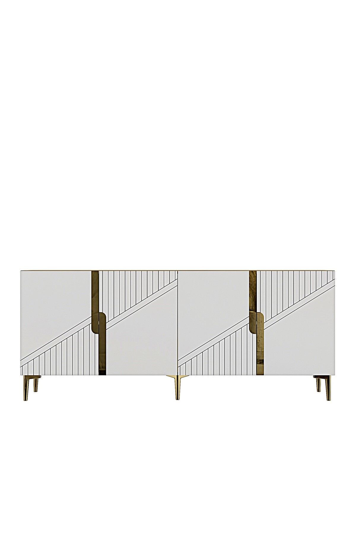 Consola Evva 150, 150 x 75 x 32 cm, stejar safir alb auriu, PAL melaminat, oglinda inclusa, safir stejar / alb / gold — imaginea 6