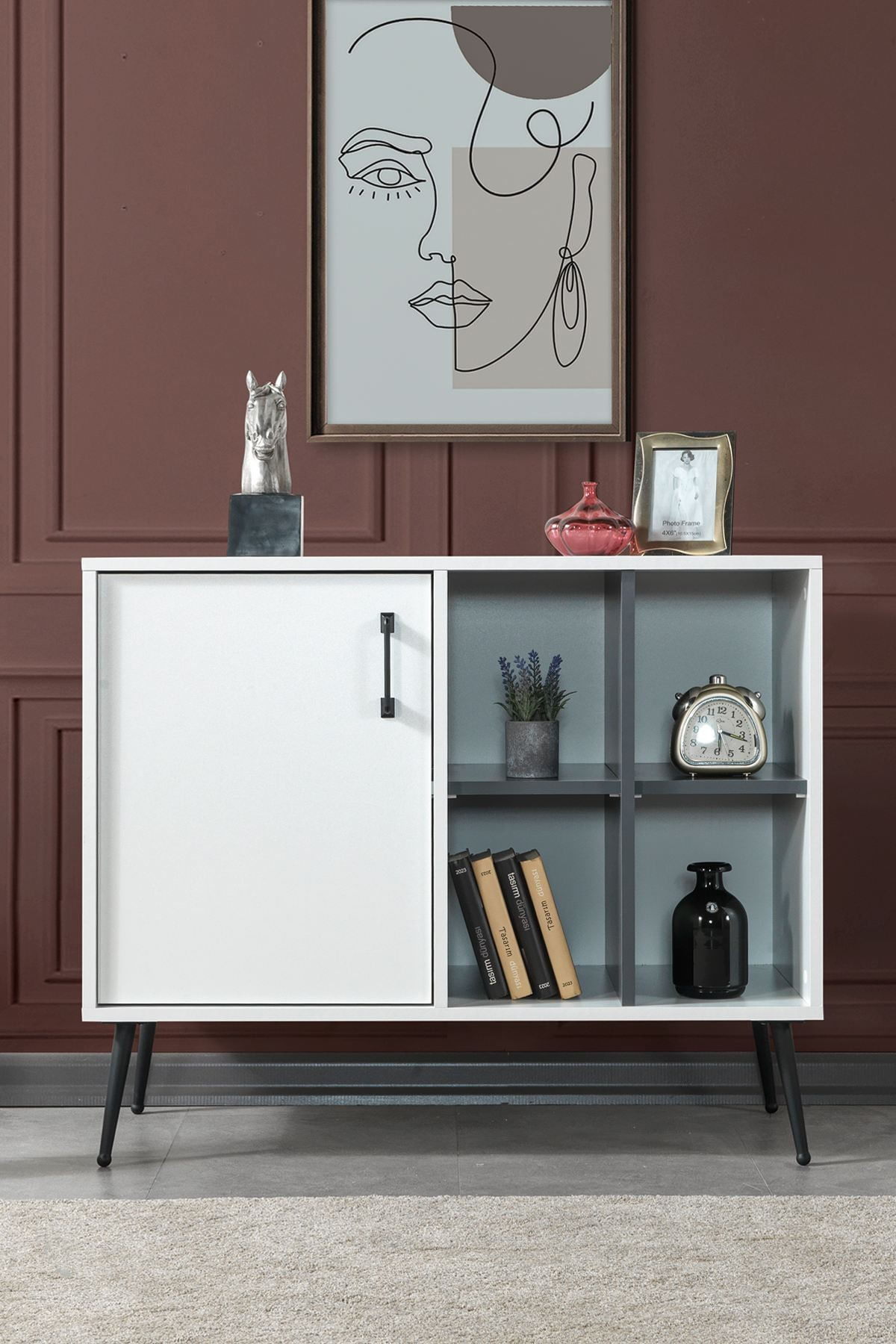 Consola Şile 4112, 100 x 83 x 44 cm, alb antracit, PAL melaminat — imaginea 6