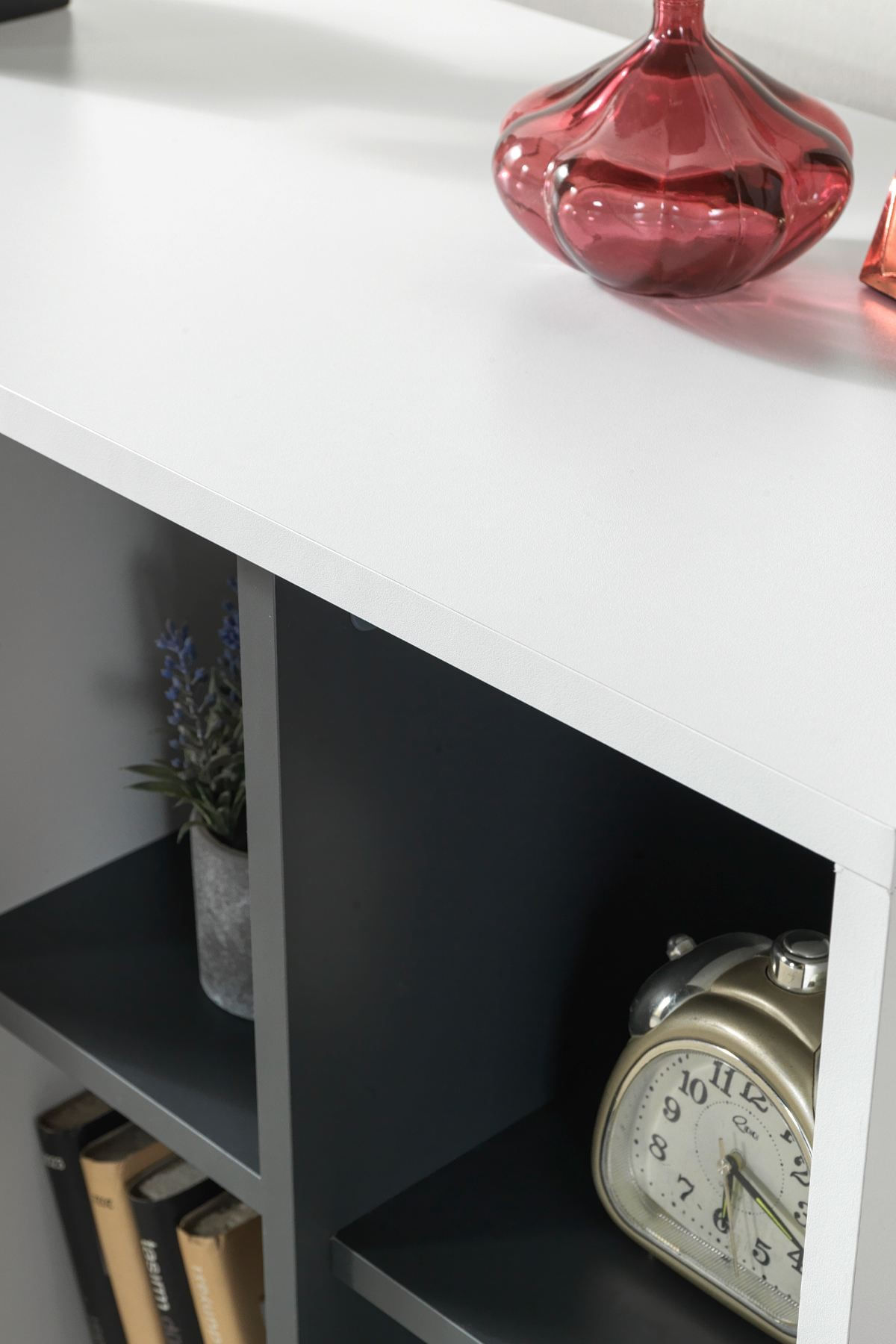 Consola Şile 4112, 100 x 83 x 44 cm, alb antracit, PAL melaminat — imaginea 8