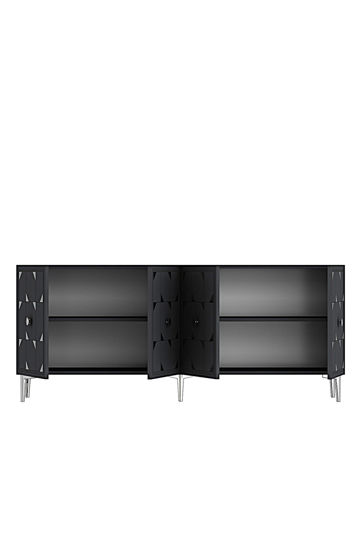 Consola Moka 180, 180 x 75 x 32 cm, antracit argintiu, PAL melaminat, oglinda inclusa, antracit / silver — imaginea 3